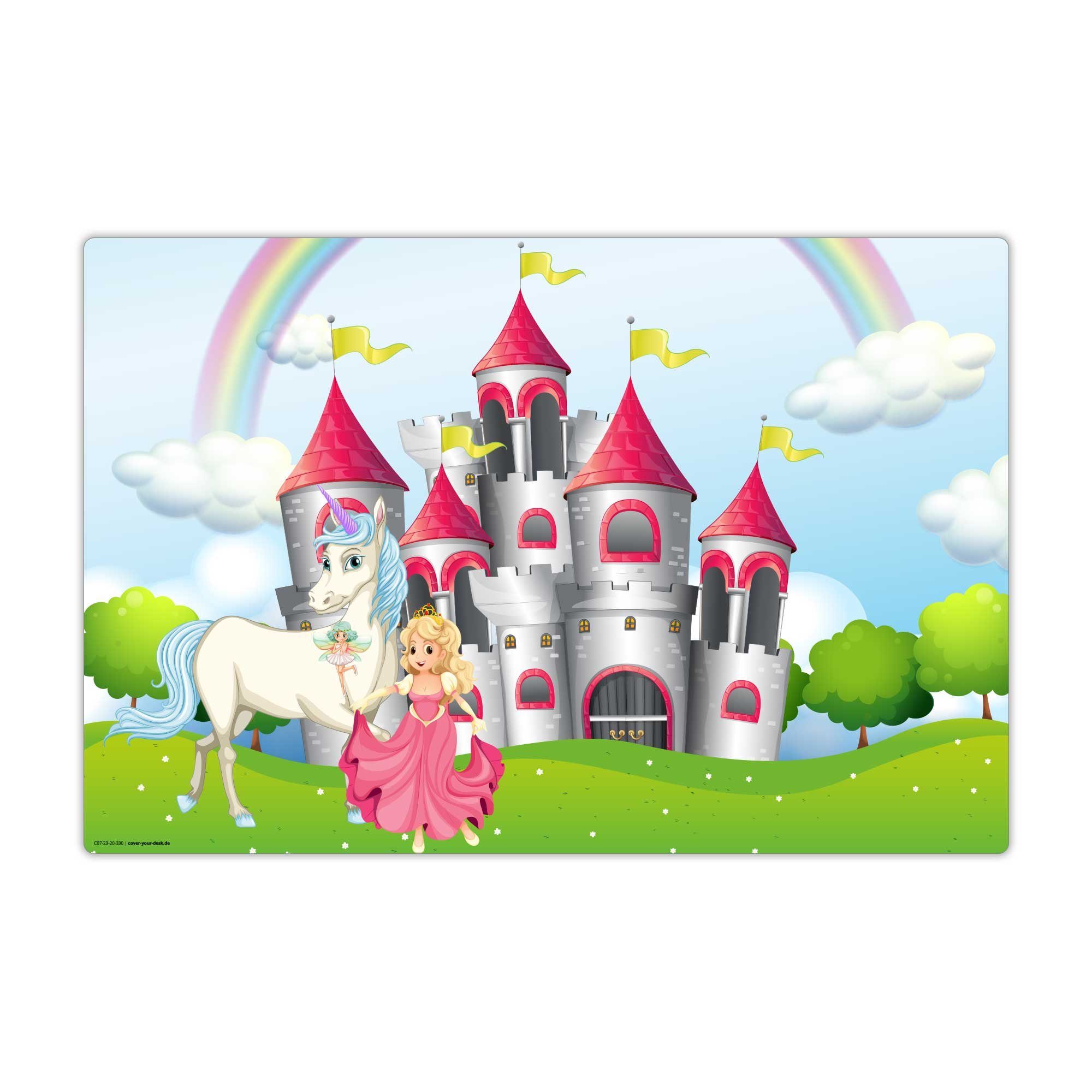cover-your-desk.de Schreibtischunterlage abwaschbar - Märchenschloss Prinzessin - aus Vinyl - Made in Germany