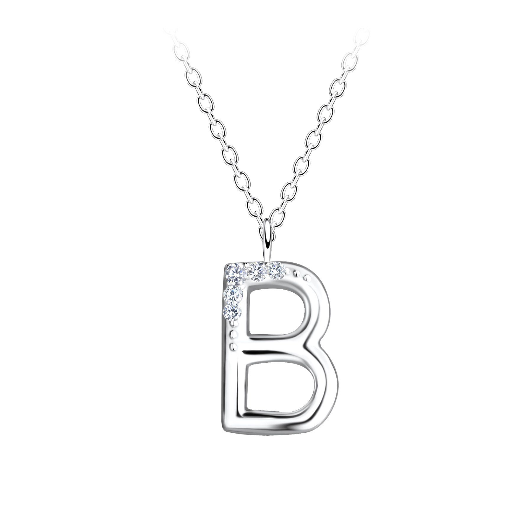 B, Anhänger Sterling 2-tlg., mit ALEXANDER Buchstabenanhänger Silber 925 Kette YORK