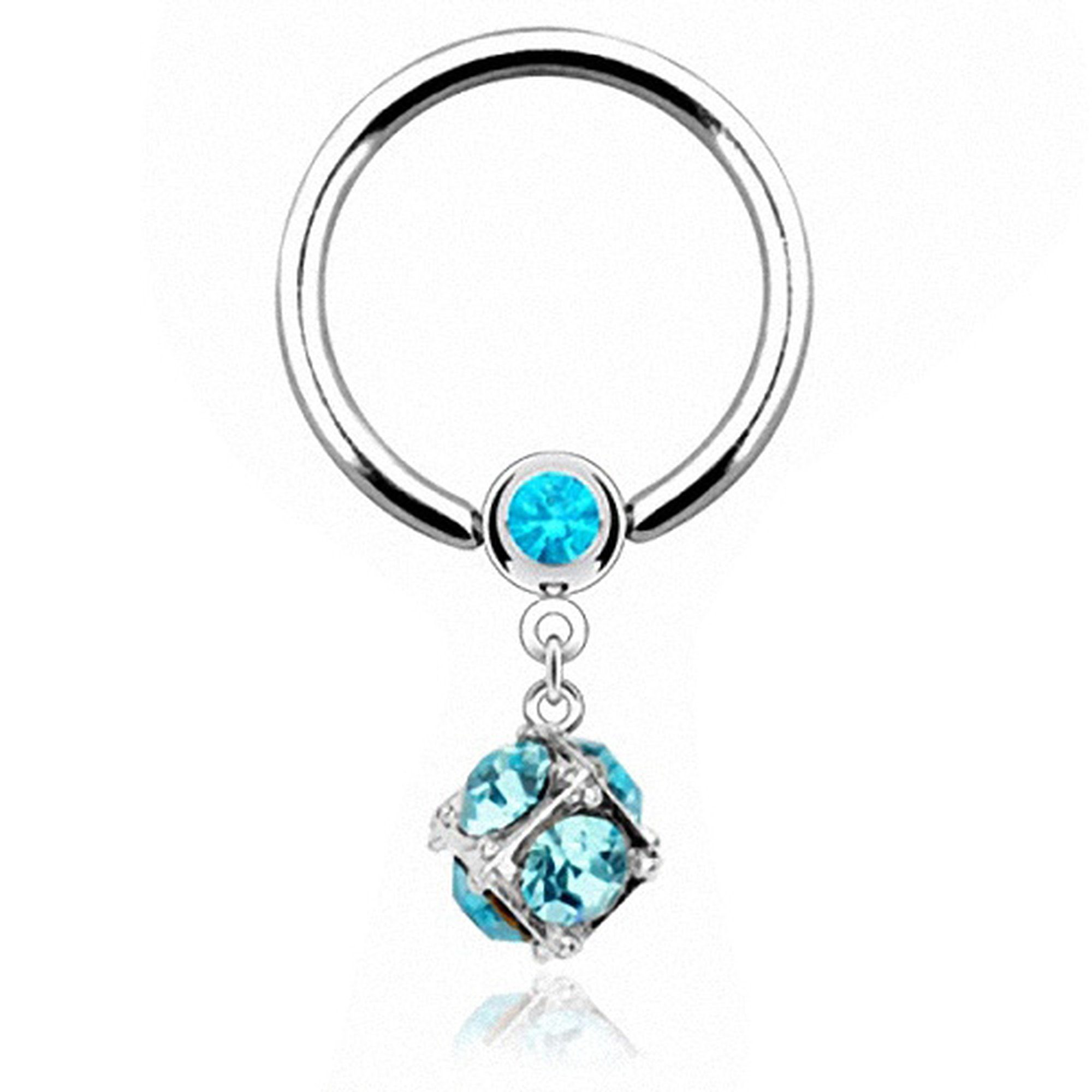 Taffstyle Intimpiercing Intim Piercing Brust Klemm Ring Hufeisen Kristall, Intim Piercing Brust Intimpiercing Klemm Ring Hufeisen Kristall Kugel Aqua