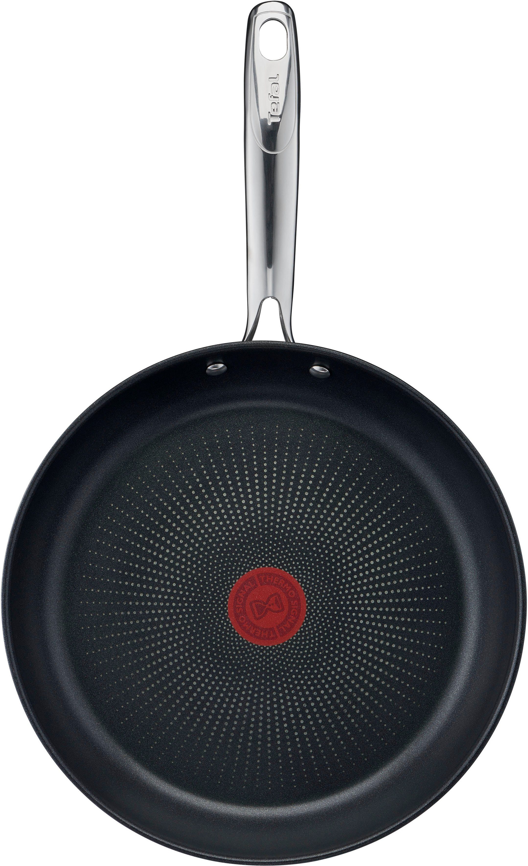 Tefal Pfannen-Set Duetto+ Ice Force, Edelstahl 18/10 (Set, je 1 Bratpfanne Ø 20/24/28 cm, 1 Kochmesser 20 cm), Edelstahl in Premium Qualität, Thermo-Signal, inkl. Kochmesser