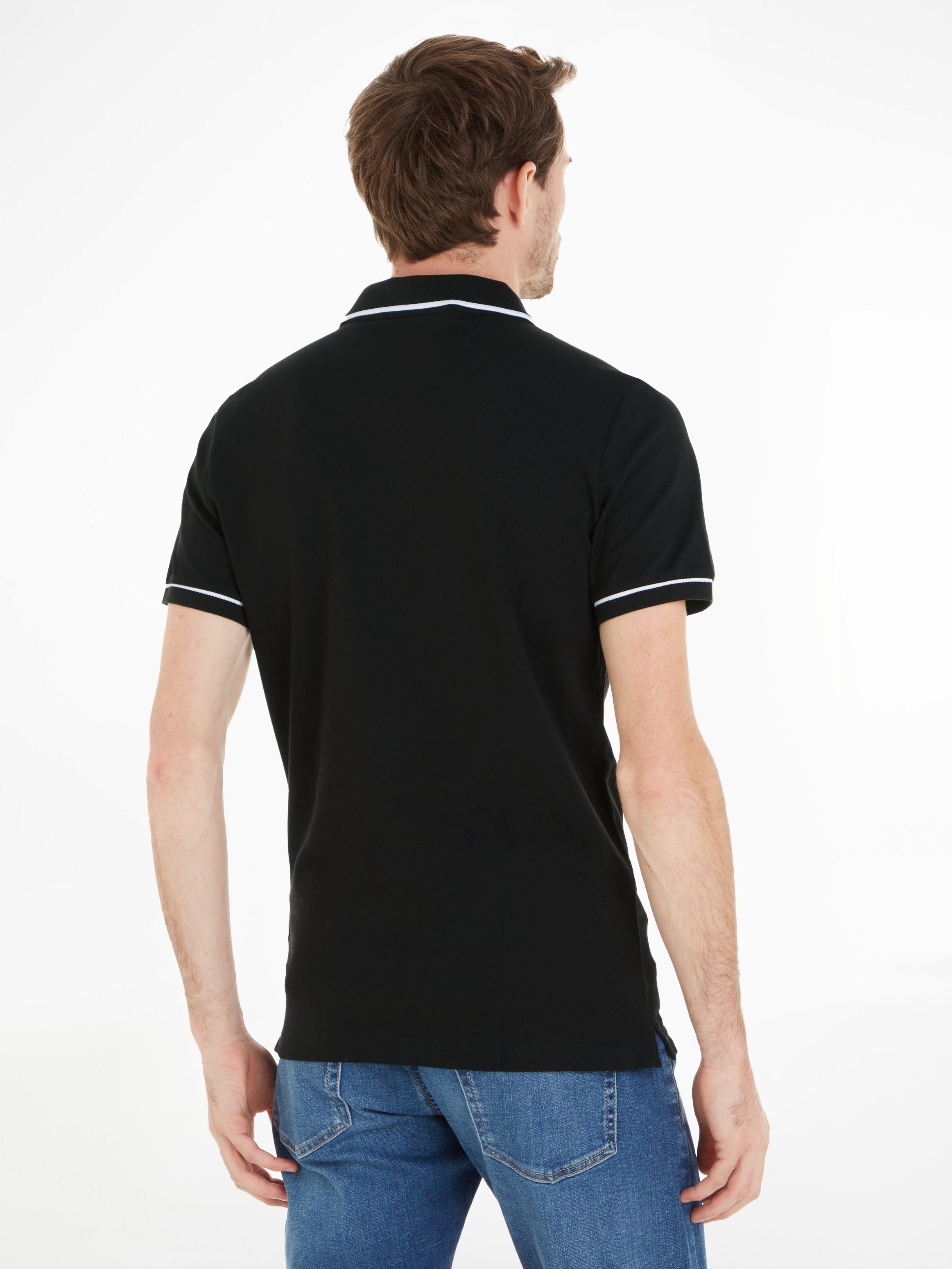 Raven Klein Calvin Poloshirt TIPPING Jeans SLIM POLO mit CK Black / ESSENTIAL CK Markenstickerei