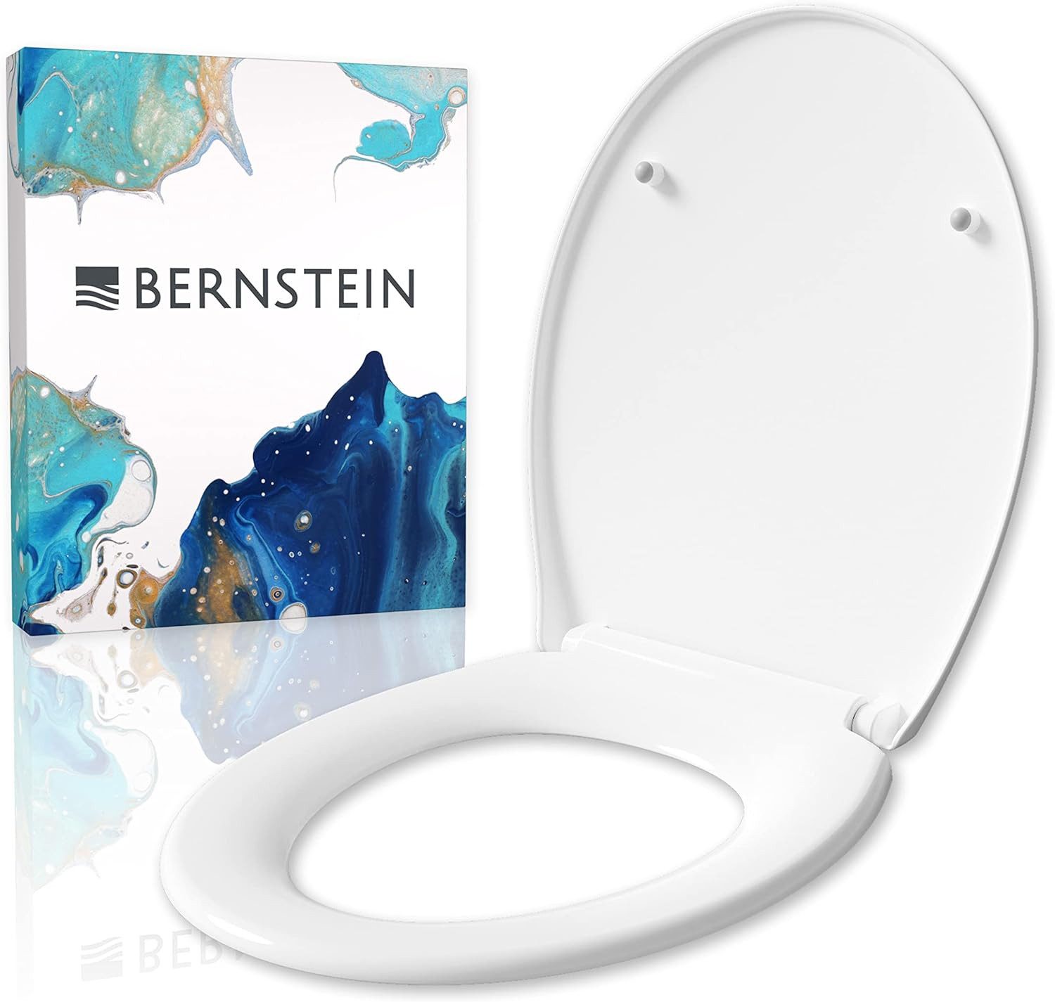 Bernstein WC-Sitz U2004 (Komplett-Set, inkl. Befestigungsmaterial), weiß / Oval / Absenkautomatik / aus Duroplast / abnehmbar