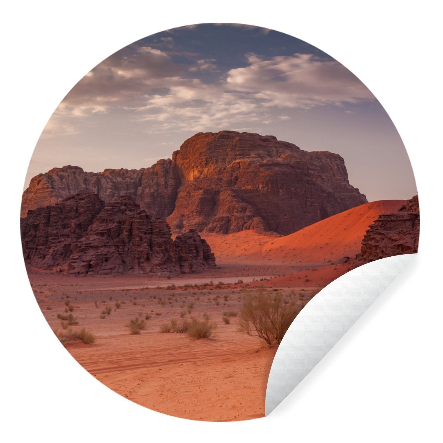 MuchoWow Wandsticker Wadi Rum - Wüste - Gebirge (1 St), Tapetenkreis für Kinderzimmer, Tapetenaufkleber, Rund, Wohnzimmer