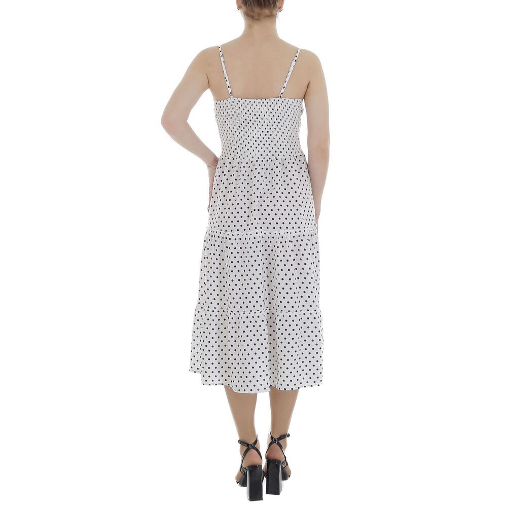 Ital-Design Sommerkleid Damen Freizeit Stufenkleid (85941337) Volants Gepunktet Sommerkleid in Weiß