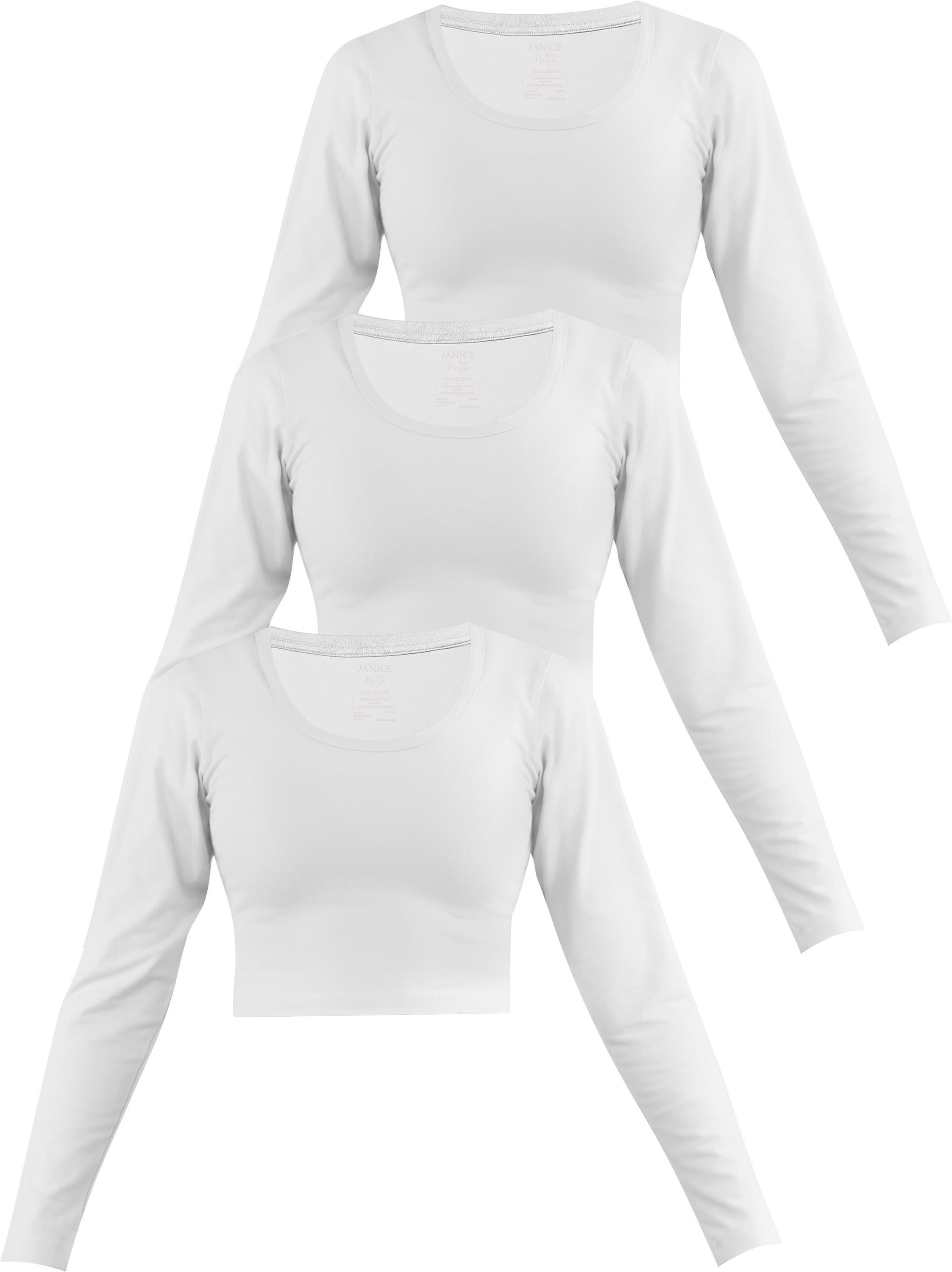 Langarmshirt 3 x Damen crop Langarmshirt Nerja