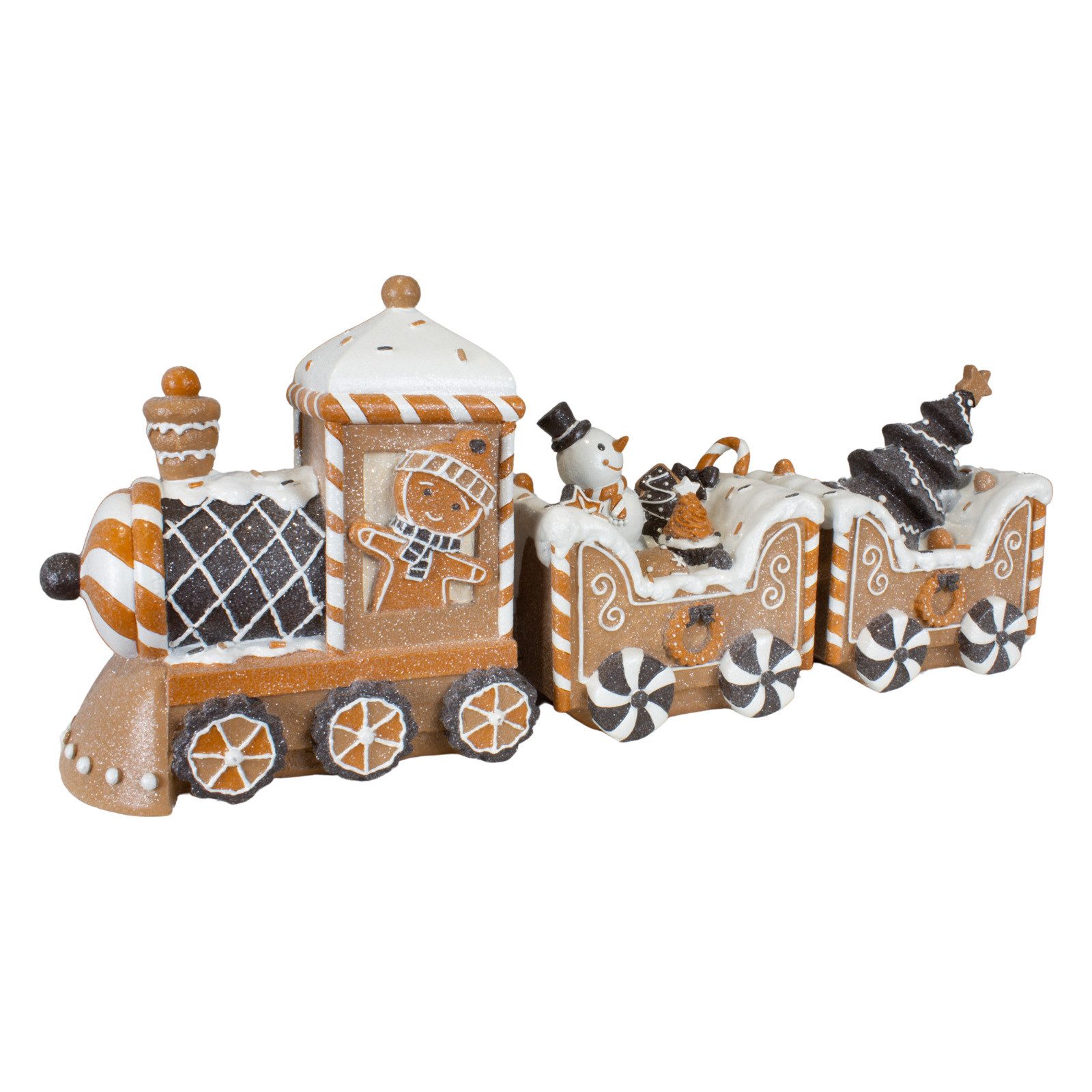 Christmas Paradise Dekoobjekt Weihnachten Lebkuchen-Zug 45cm (Weihnachtsdeko, 1 St., Lokomotive mit 2 Wagen), Weihnachtszug im Lebkuchen-Stil
