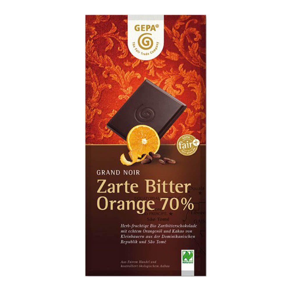 GEPA Süßigkeit Grand Noir - Zarte Bitter Orange 70% 100g