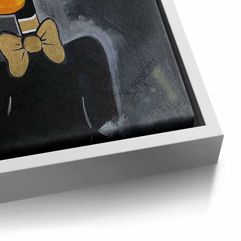 DOTCOMCANVAS® Leinwandbild, Premium Motivationsbild schwarzer Royal King PopArt Wandbild - Rahmen 