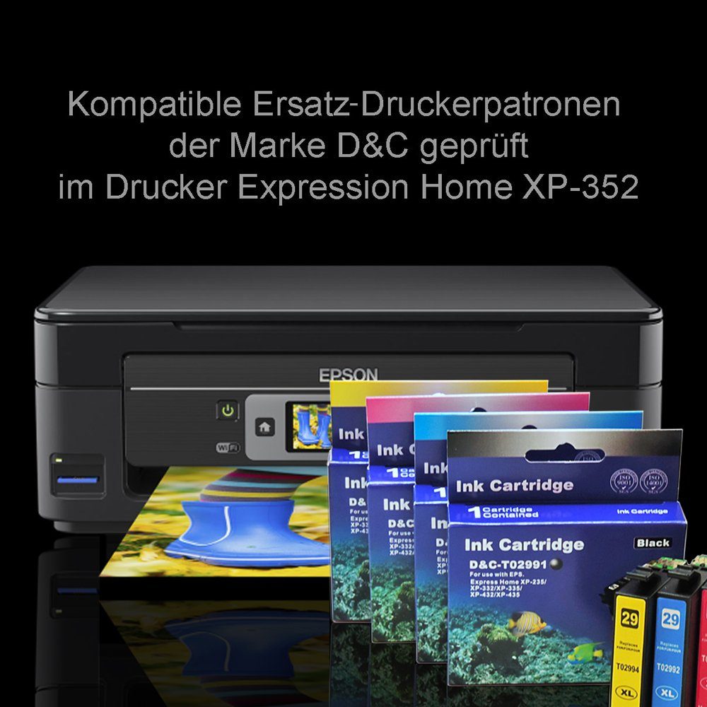 Kompatibel und 29XL, (für Erdbeere, weitere) Epson Home T2996 10-Farb D&C XP-332 Tintenpatrone Multipack Epson Expression C13T29964010,