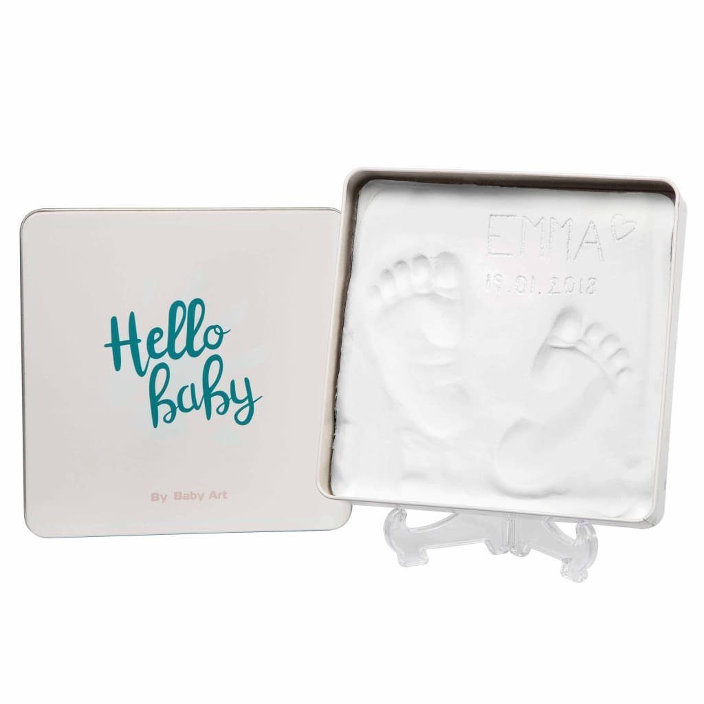 Baby Art Handabdruck Fußabdruck Box Alu Rund Babyabdruck Baby Geschenkbox 