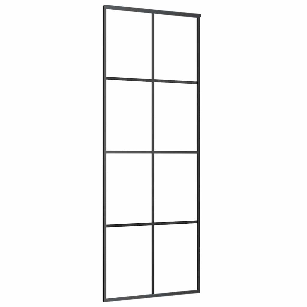 vidaXL Zimmertür Schiebetür mit Beschlag Schwarz 76x205 cm ESG-Glas