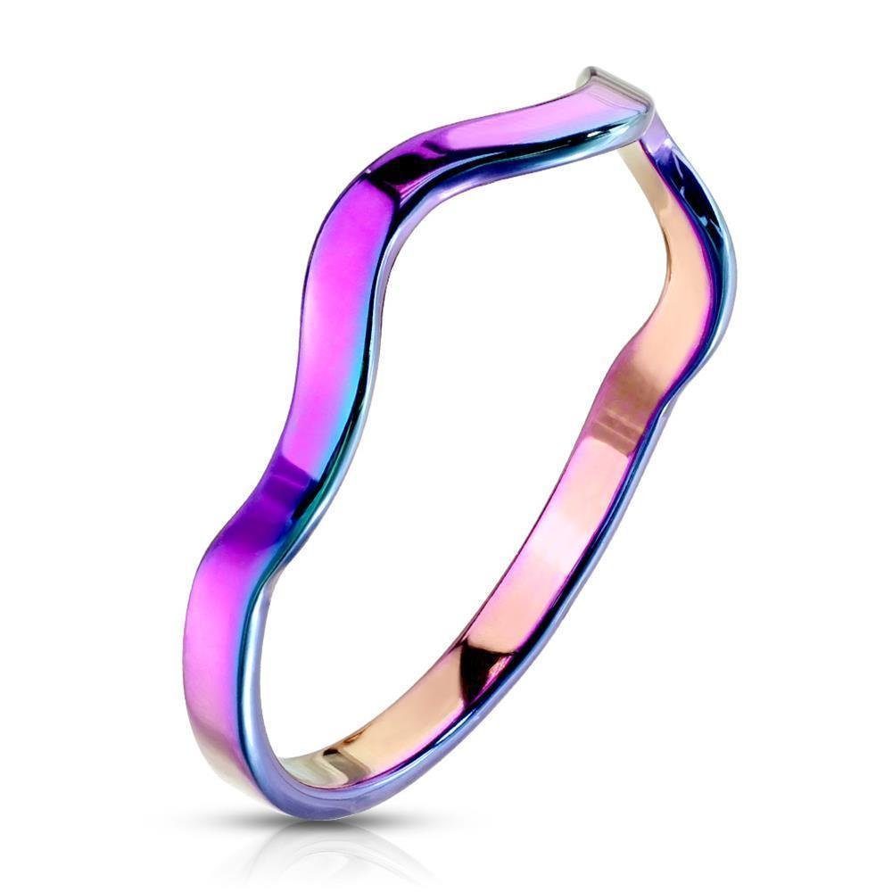 BUNGSA Fingerring Ring Wellendesign Edelstahl Damen regenbogen 54 (17.2) (Ring, 1-tlg), Frauen Mädchen