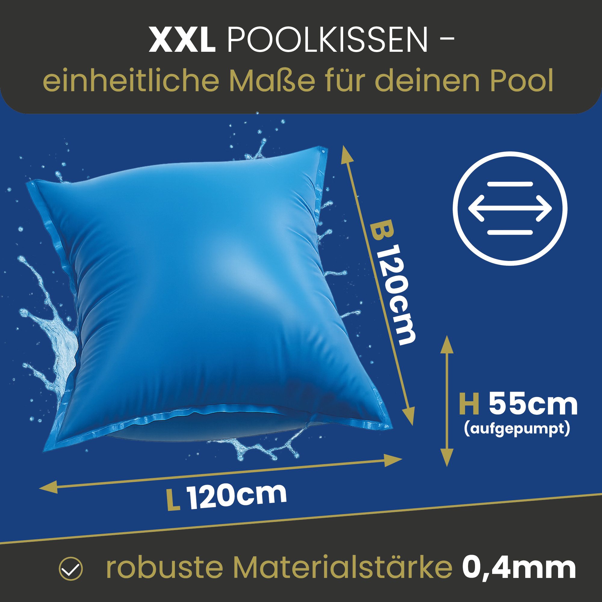 HAF Pool-Abdeckplane Poolkissen Winter Luftkissen Winterkissen Aufblasbare Pool Abdeckung (Effektiver Schutz vor Frostschäden und Verschmutzung, 3-St., Maße (au – Bild 4 von 5