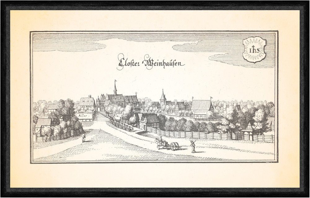 Kunstdruck Kloster Weinhausen Wienhausen Klosterkirche Wassermühle Faks_Merian 0