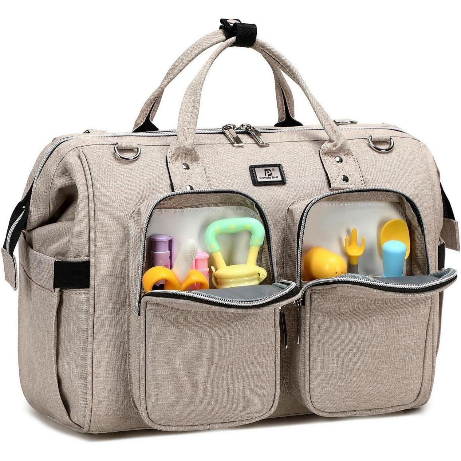 LuxusKollektion Wickeltasche Wickeltasche mit Wickelunterlage Kinderwagenhaken 2-in-1 Umhängetasche