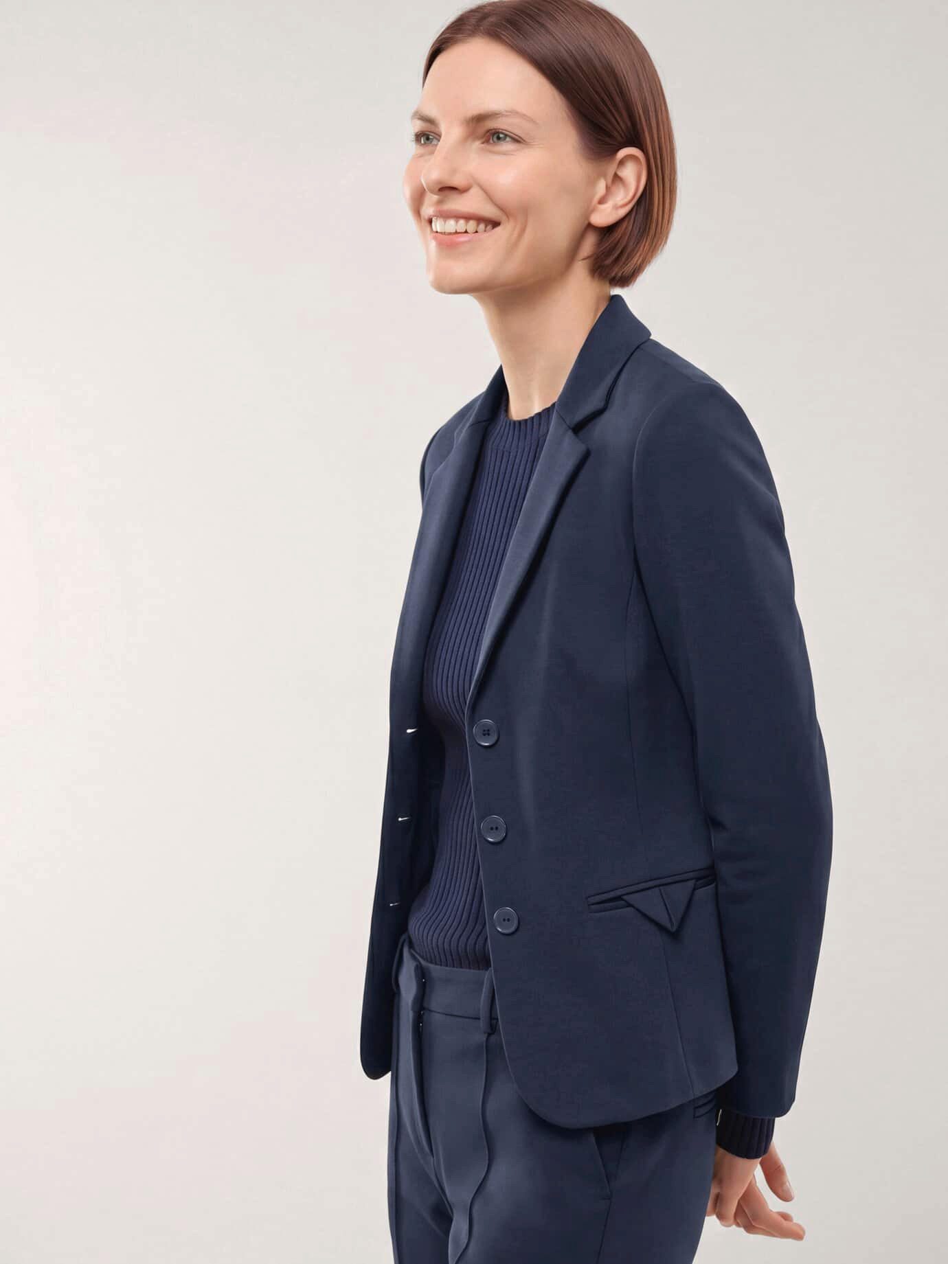 Walbusch Jackenblazer Damen Blazer aus festem Jersey Reverskragen, knitterarm