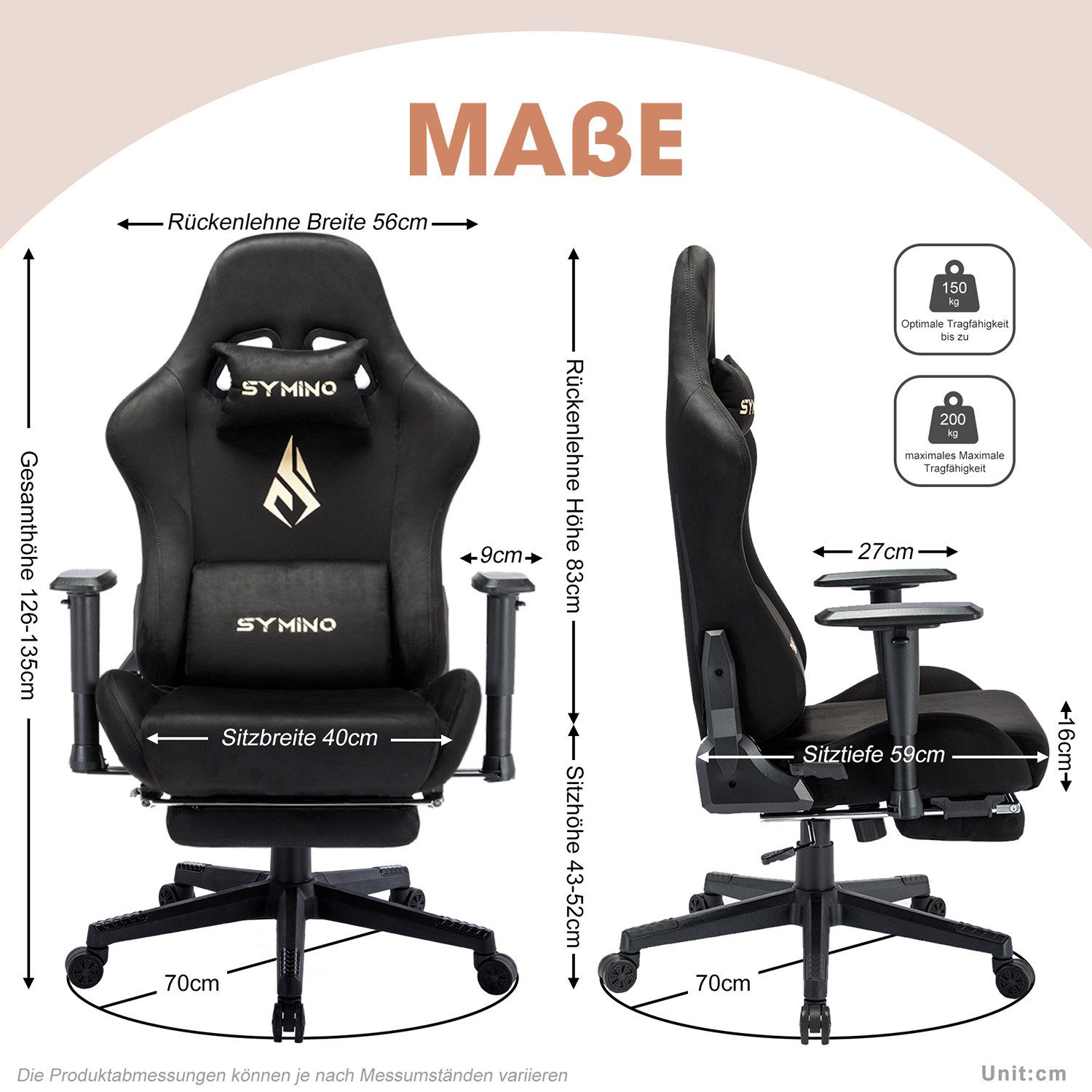 symino Gaming-Stuhl Premium Alcantara Stoff, ergonomischer, günstig online kaufen