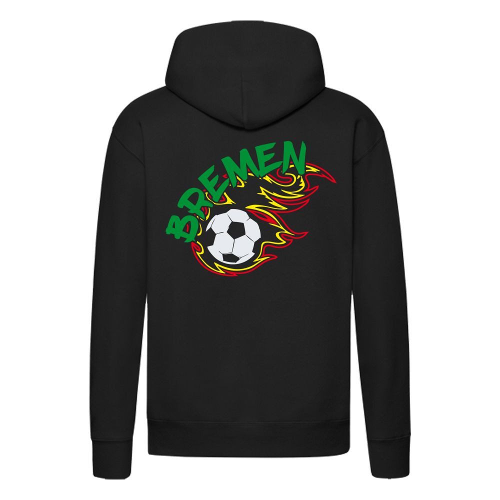 G-graphics Hoodie Bremen in flames – Feuer-Fussball – mit Front- & Backprint Unisex Pullover mit einem Motiv für den echten Fan