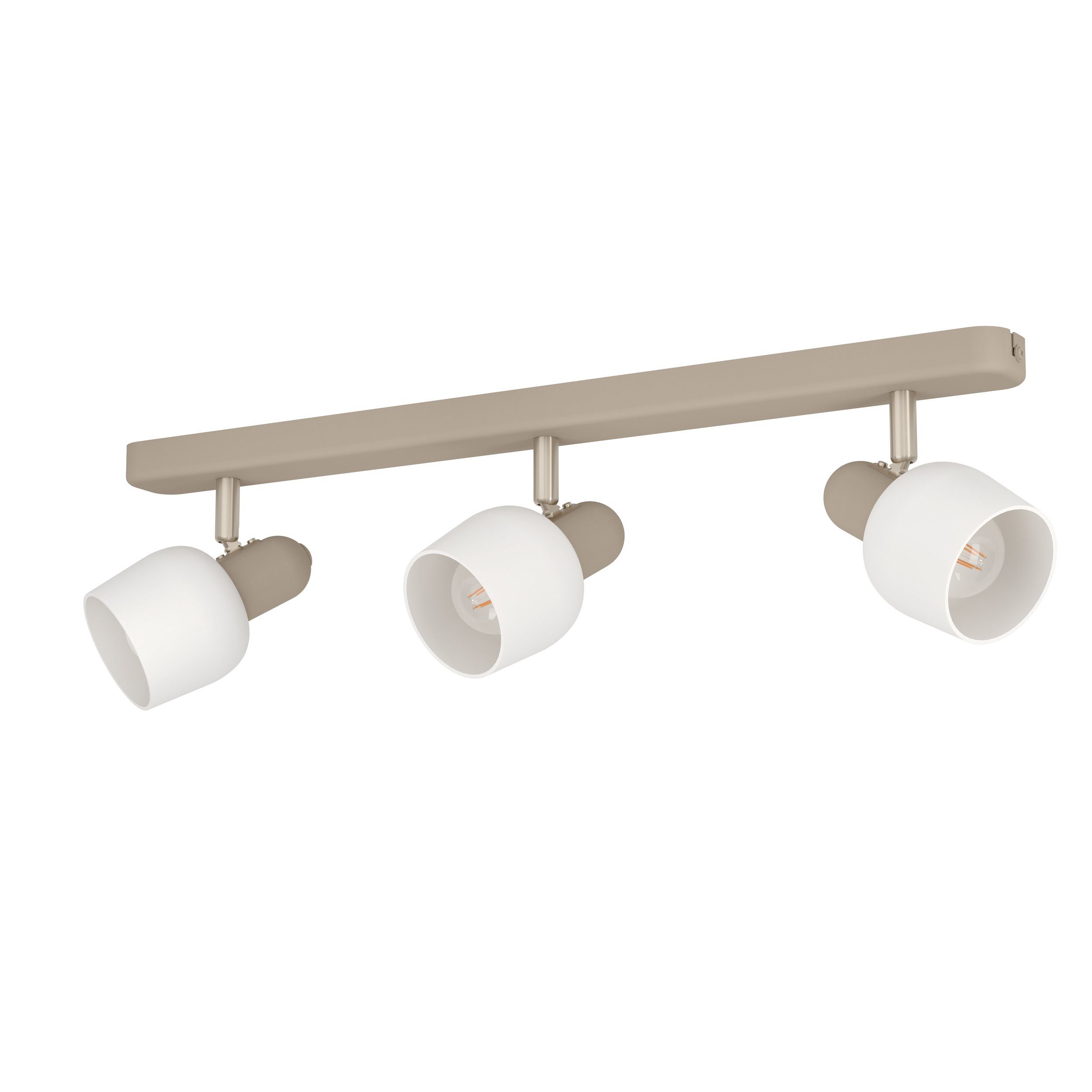 Deckenstrahler Corato, Länge 52 cm, sand/nickel/opal, 3-flg. günstig online kaufen