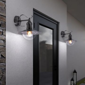 etc-shop Außen-Wandleuchte, Leuchtmittel nicht inklusive, Wandleuchte Außen Fassadenleuchte Wandlampe Aussen Edelstahl Hoflampe