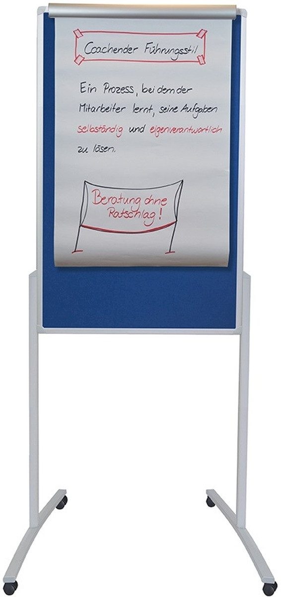 FRANKEN Wandtafel Kombiflipchart Pro Flipchart/Textiltafel 78x125cm weiß/blau