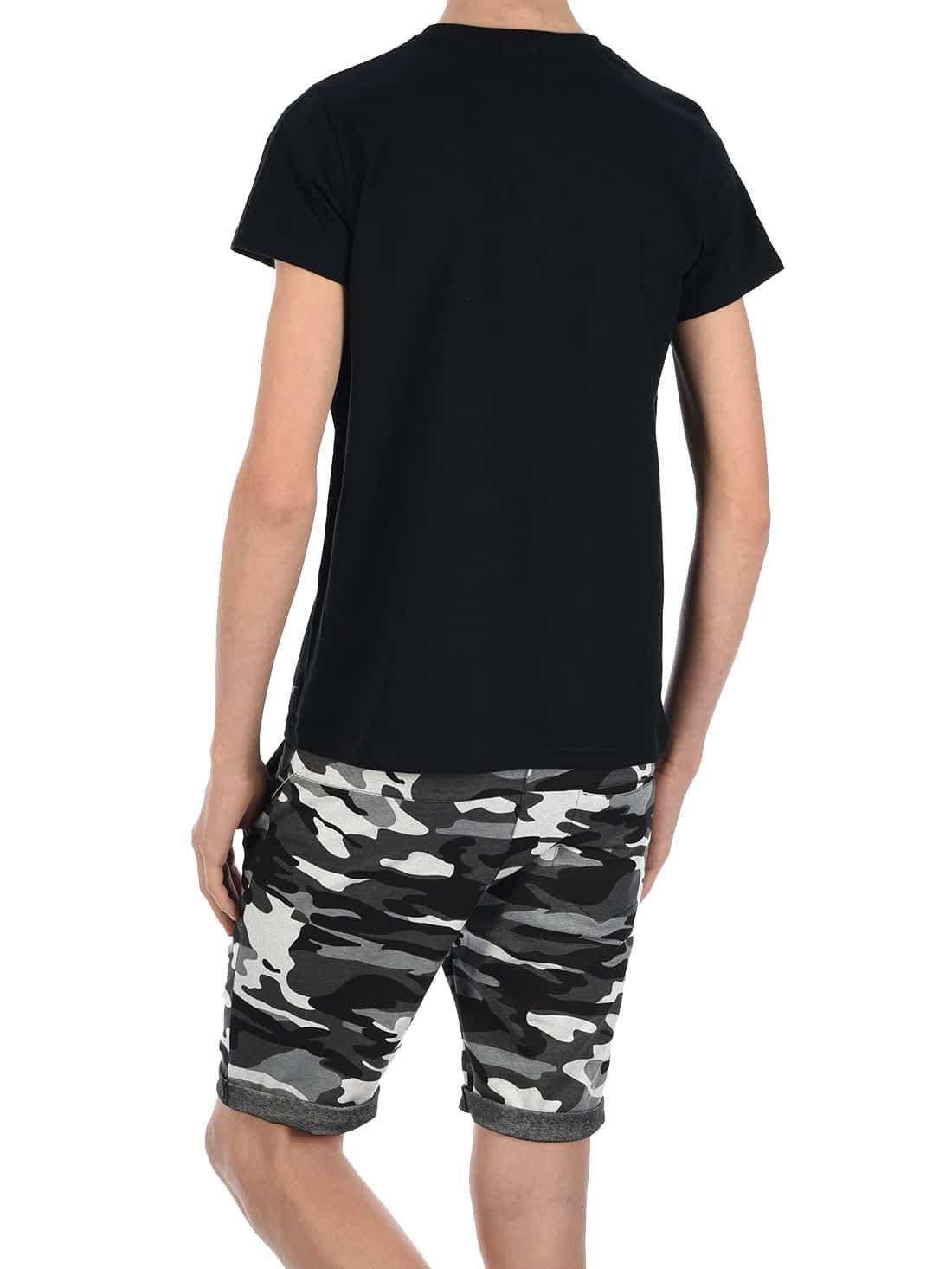 (1-tlg) Jungen Camouflage Schwarz / & BEZLIT Shorts Sommer Set T-Shirt elastischem mit Bund