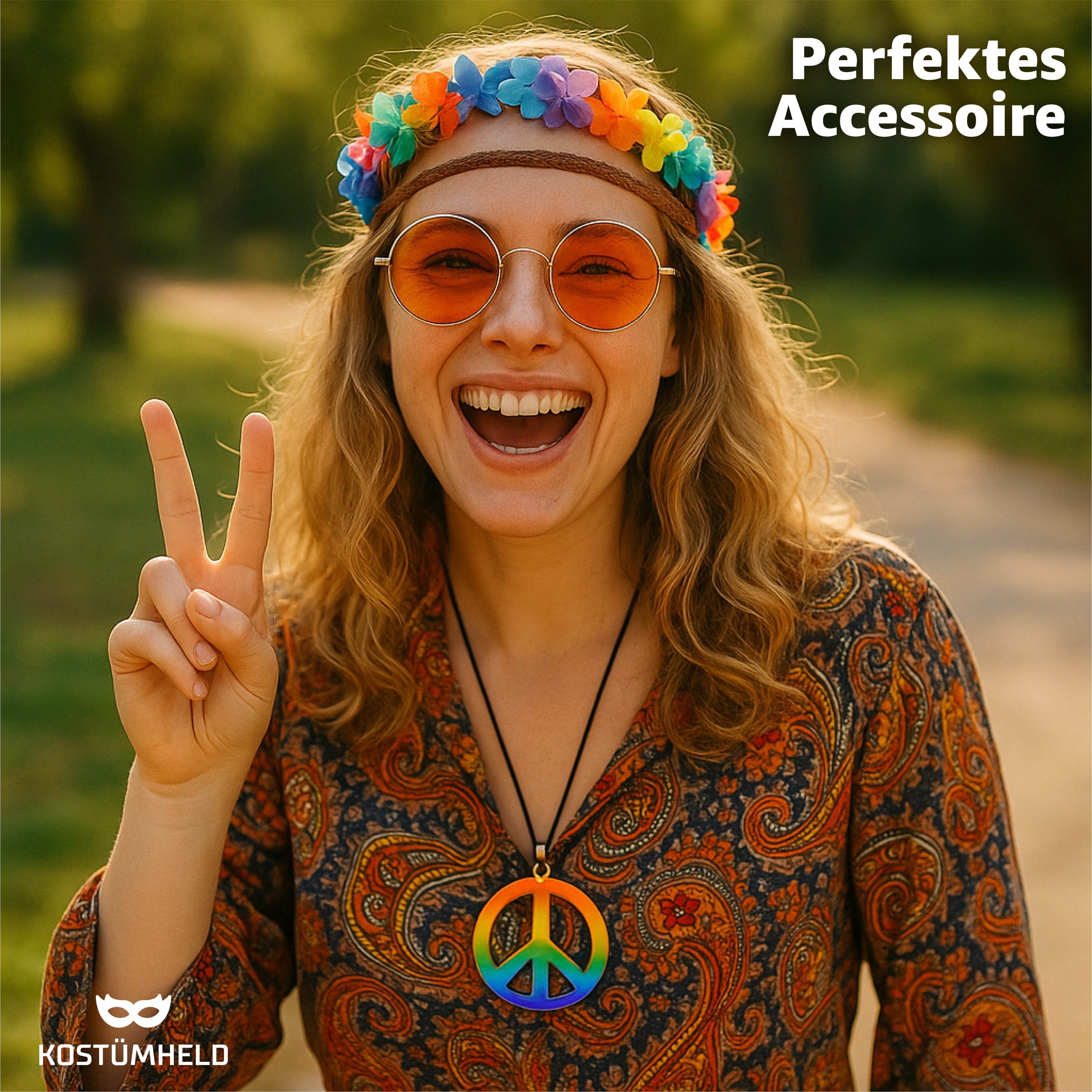 TK Gruppe Kostüm Hippie Kette – Peace Schmuck für Fasching, Karneval & 70er-Jahre Party