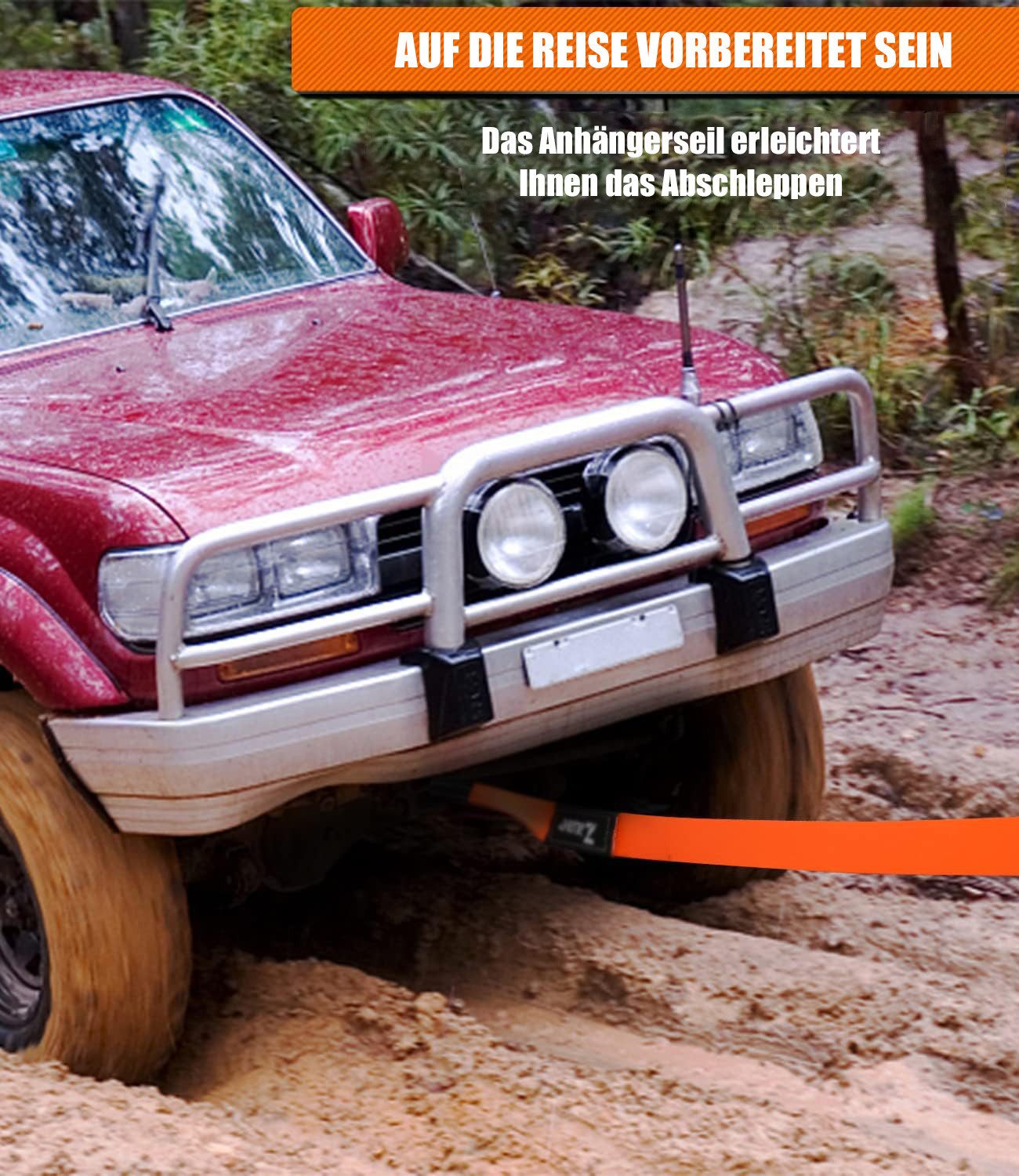 SinLaw Car Tow Rope, 10T Tow Strap, with High-Strength Shackle Tow Rope (1-piece)