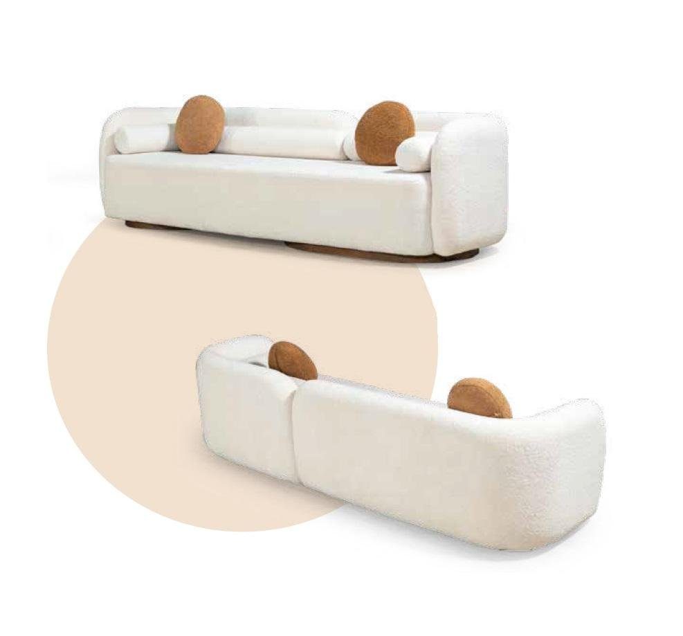 JVmoebel Sofa, Design Sofagarnitur Couch Sitzpolster Sofa Couchen Möbel Stoff 3tlg Weiß