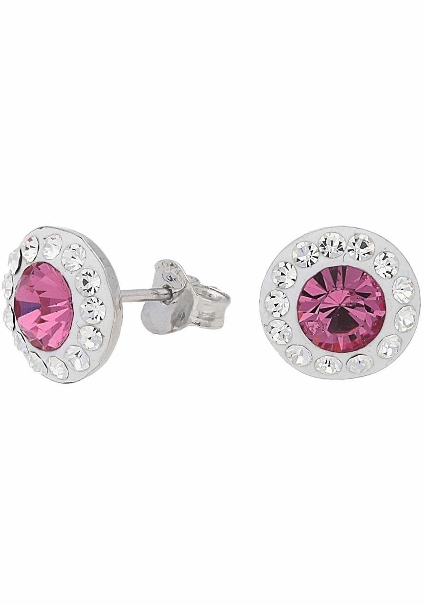Firetti Paar Ohrstecker Schmuck Geschenk Silber 925 Ohrschmuck pink & weiß, mit Kristallstein