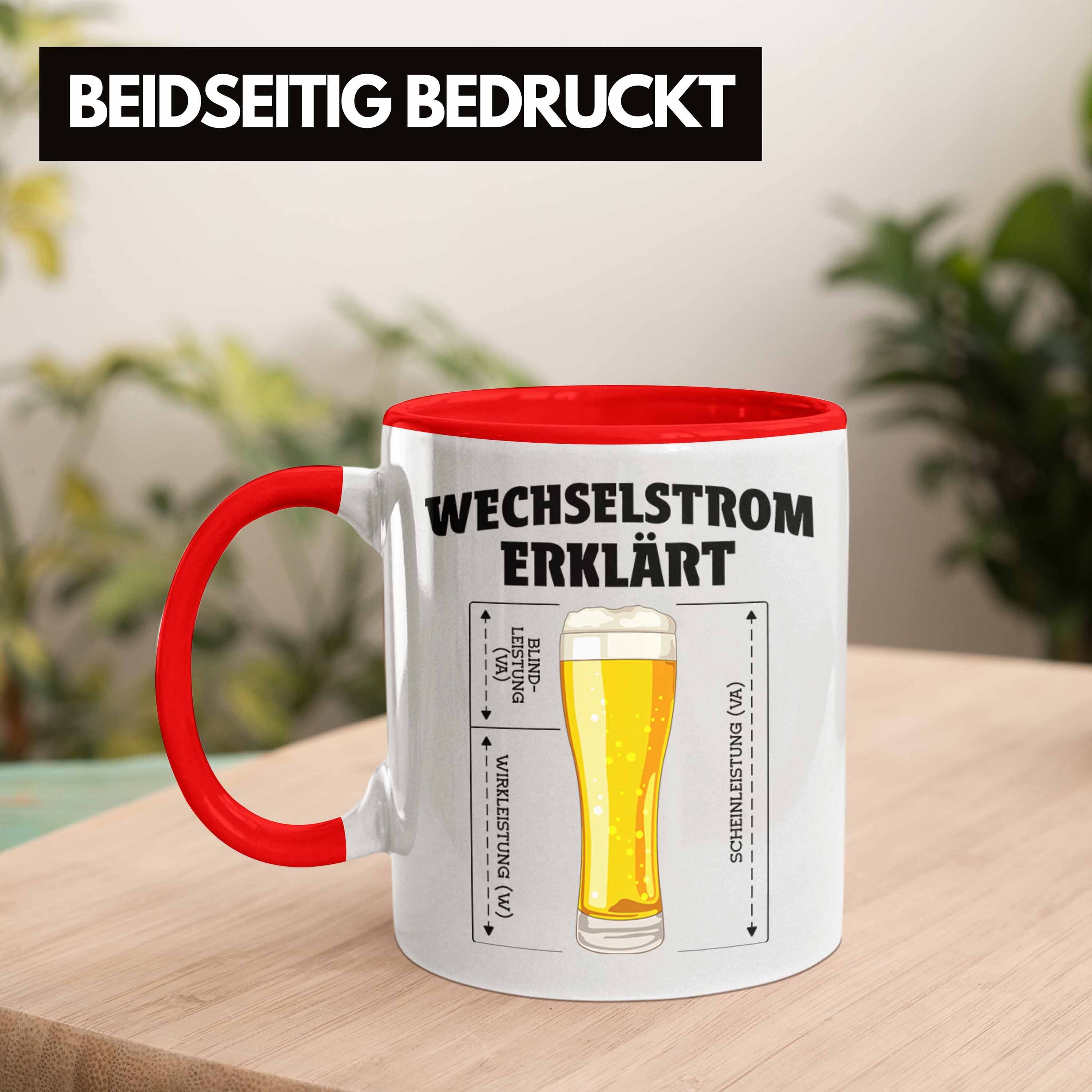 Trendation Tasse Trendation Geschenke Tasse Tassen Geschenk - Gadget Rot Männer Spruch Kaffeebecher Elektriker Lustig