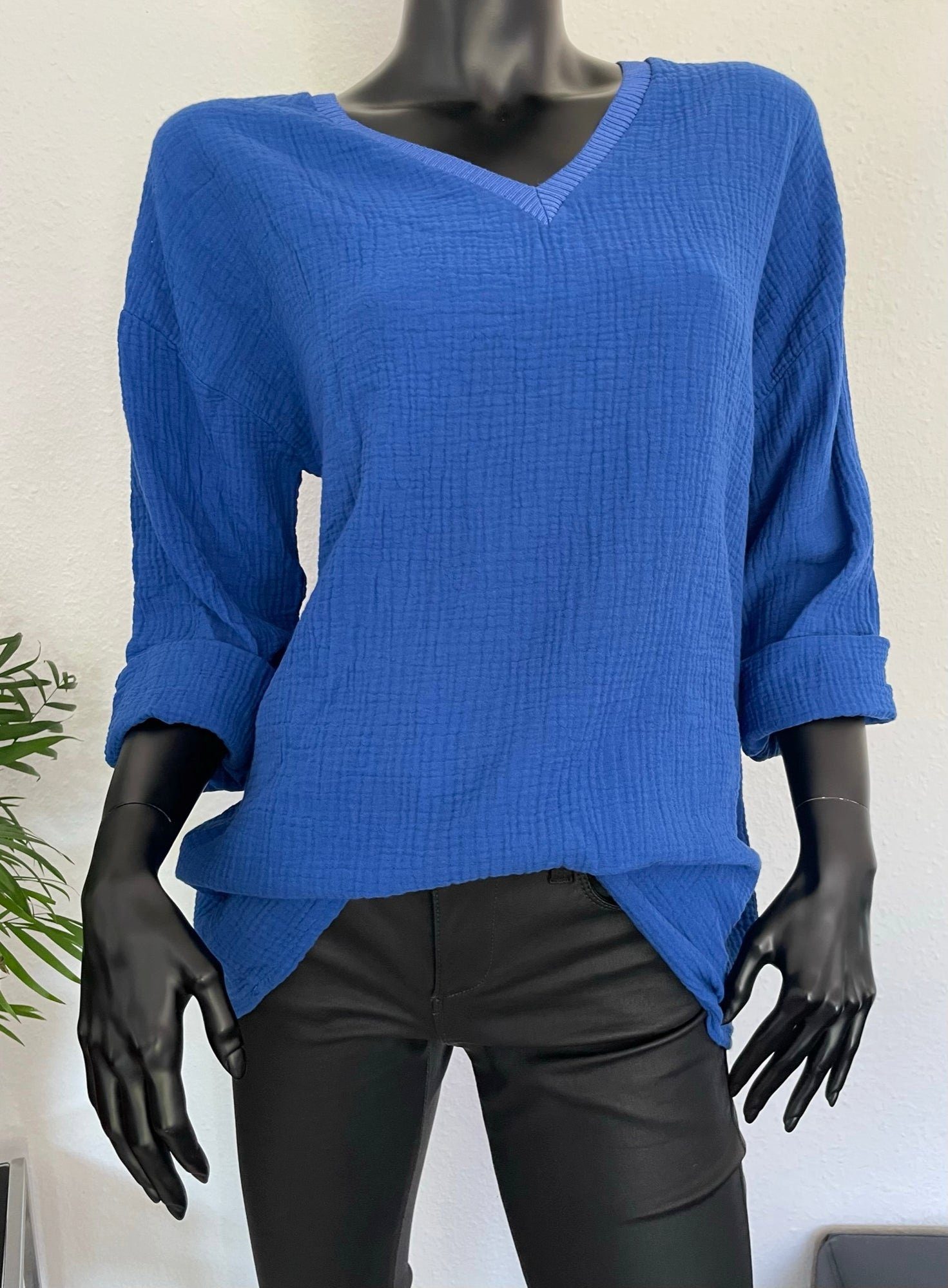 TrendFashion online Blusenshirt Musselin Blusen Shirt royalblau