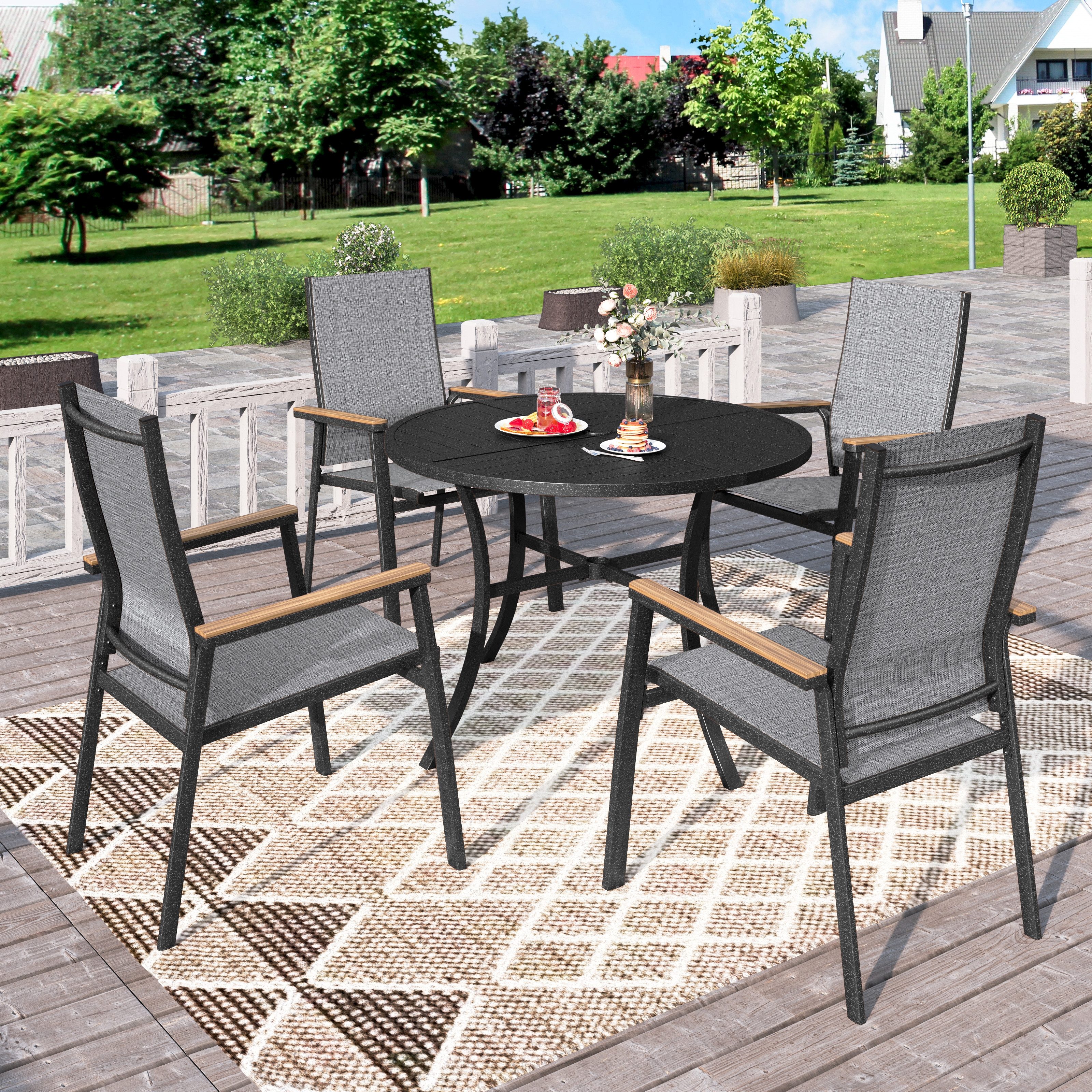 PHI VILLA Garten-Essgruppe, (Gartenmöbel Set Outdoor Balkon Esstisch)