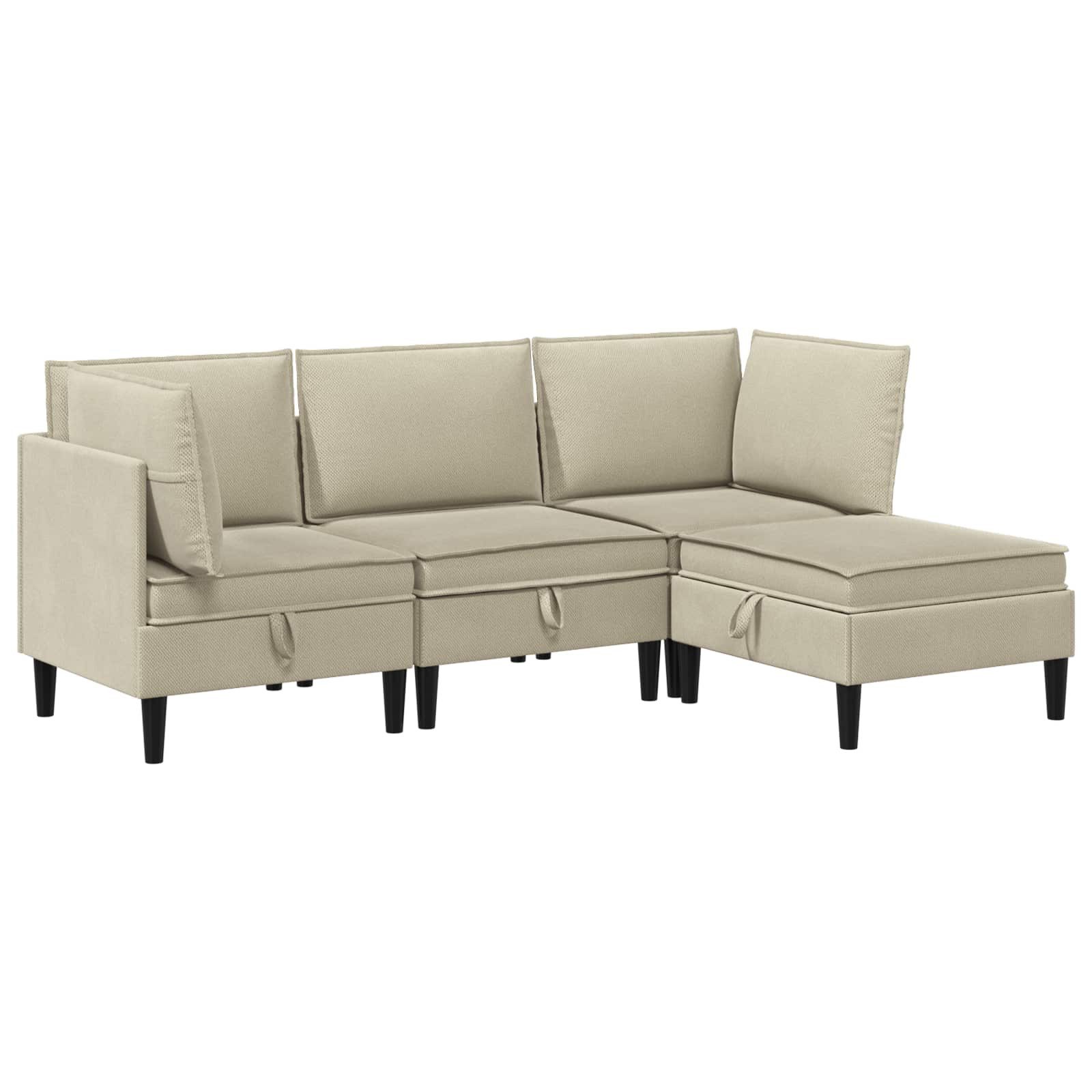 vidaXL Sofa Wohnzimmergarnitur 4 Stk. Sand Stoff, 4 Teile