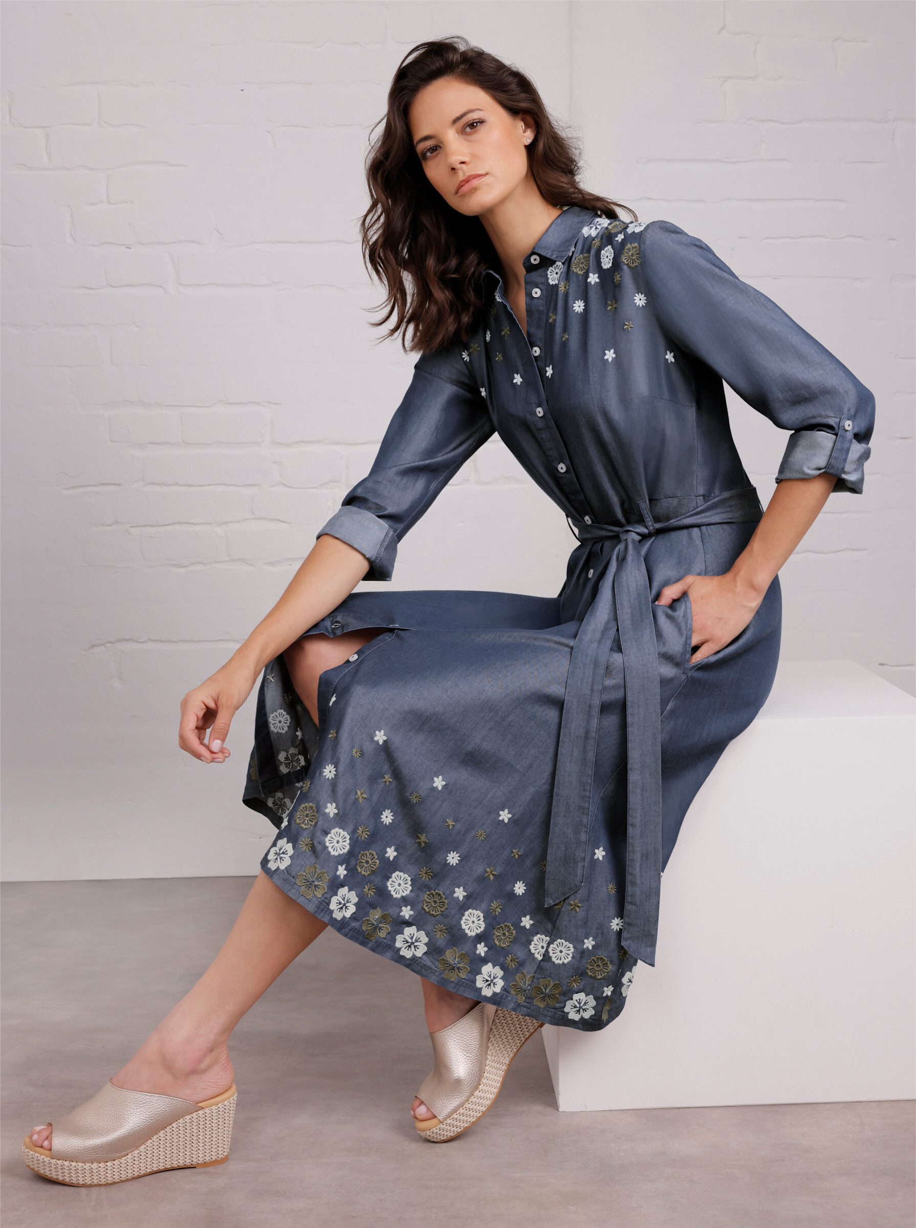 creation L Etuikleid Lyocell-Kleid Langarm