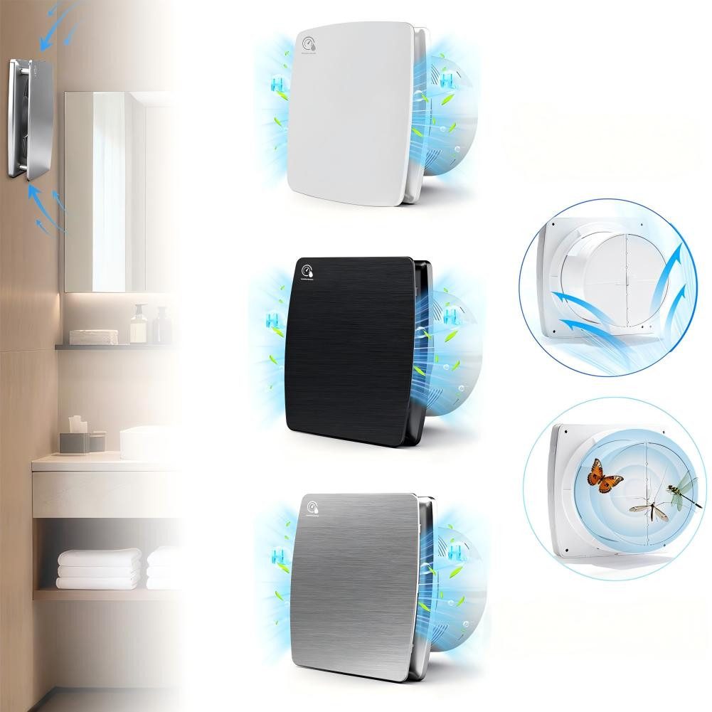 XIIW Wandventilator 6 Zoll Badlüfter Abluftventilator mit Feuchtesensor & Timer, 18 W, 240 m³/h, 35 dB, IPX4, Entlüftungsventilator mit Rückstauklappe