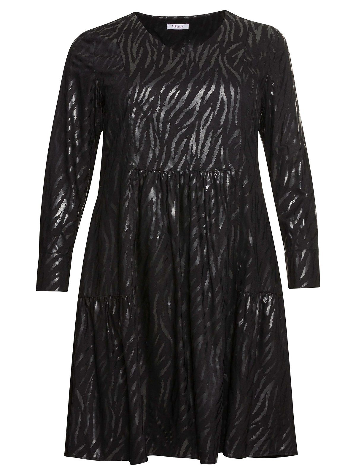 Damen Kleider Sheego Partykleid Kleid mit tonalem Animal-Print, mit langem Arm