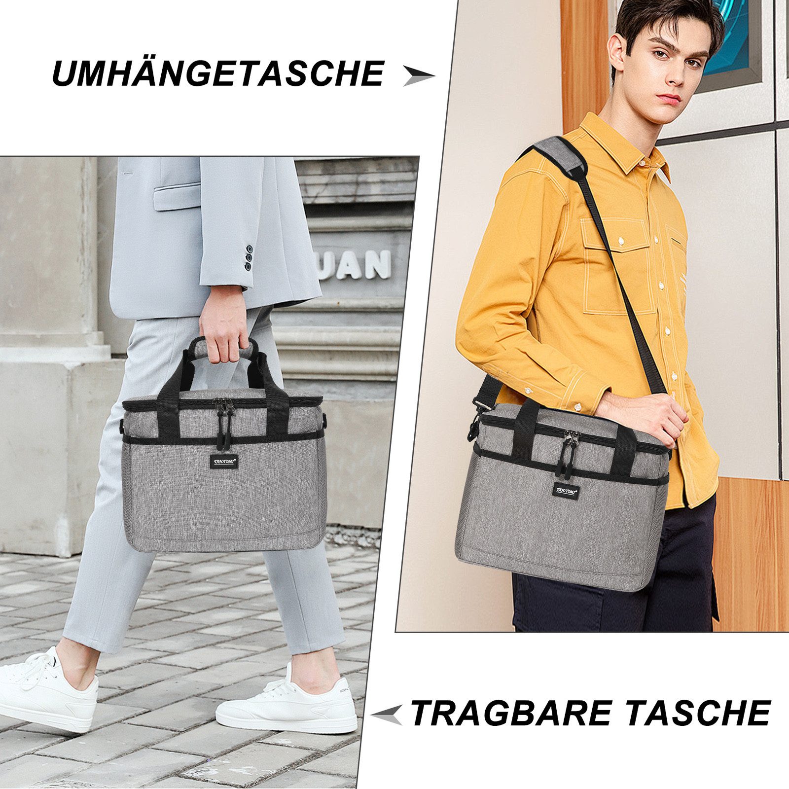 CALIYO Thermobehälter Kühltasche Faltbar Thermobehälter für Essen mit Reißverschluss, Polyethylen (PE), (Faltbar aus wassedichtem Material für Arbeit, Schule un – Bild 4 von 5
