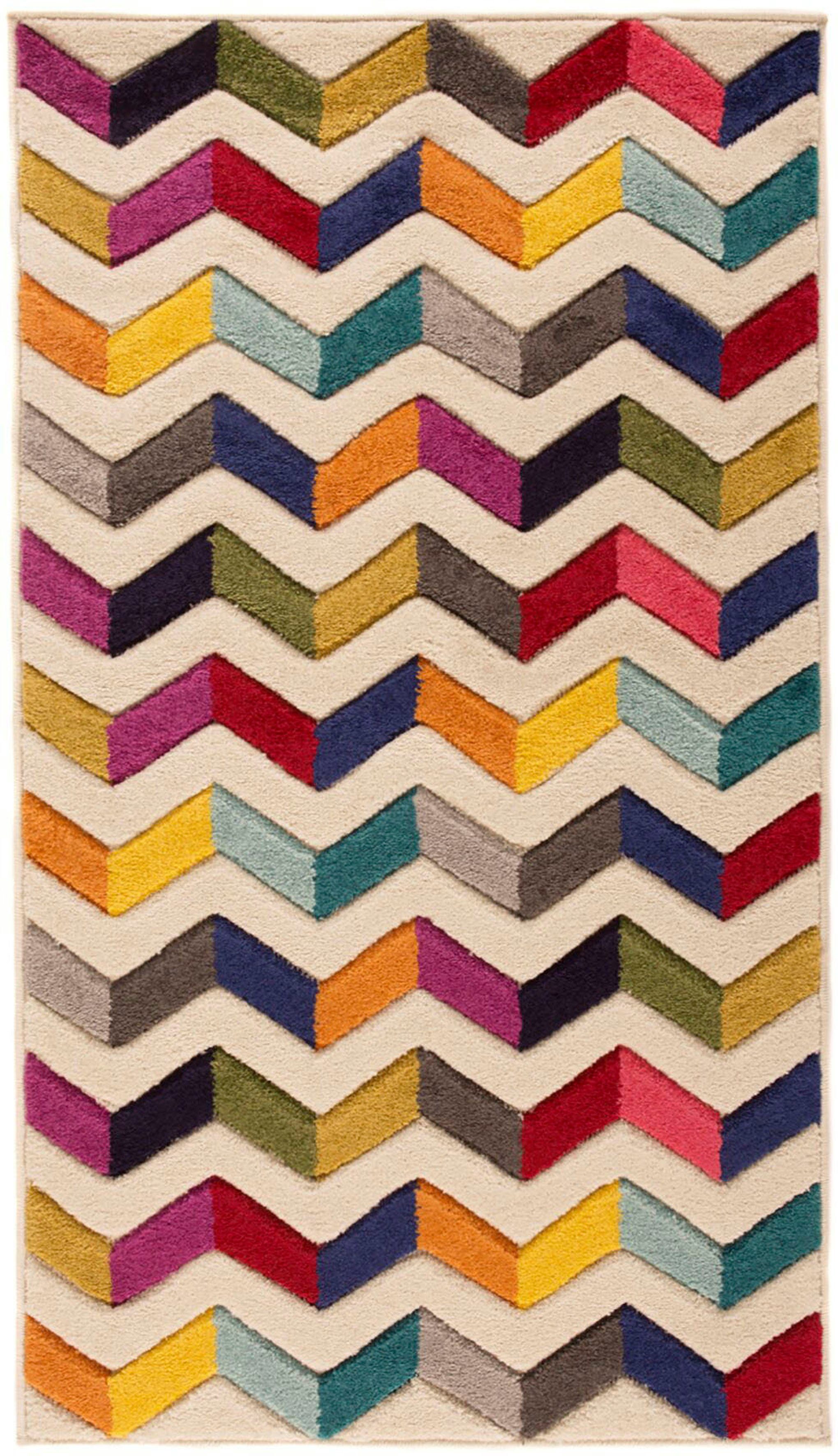 Teppich Bolero, FLAIR 10 mm, Muster, RUGS, rechteckig, geometrisches Höhe: fußbodenheizungsgeeignet, Zickzack