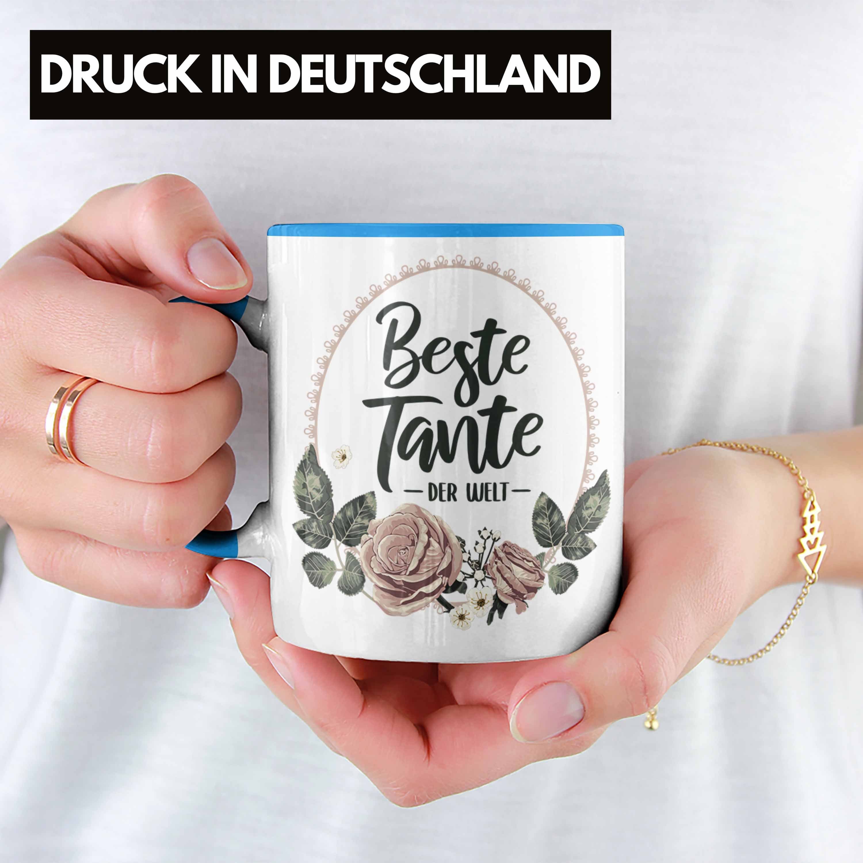Trendation Blau für Tante Tasse Geschenk Trendation Welt Spruch Tasse - Coole mit Kaffeetasse Beste der Tante