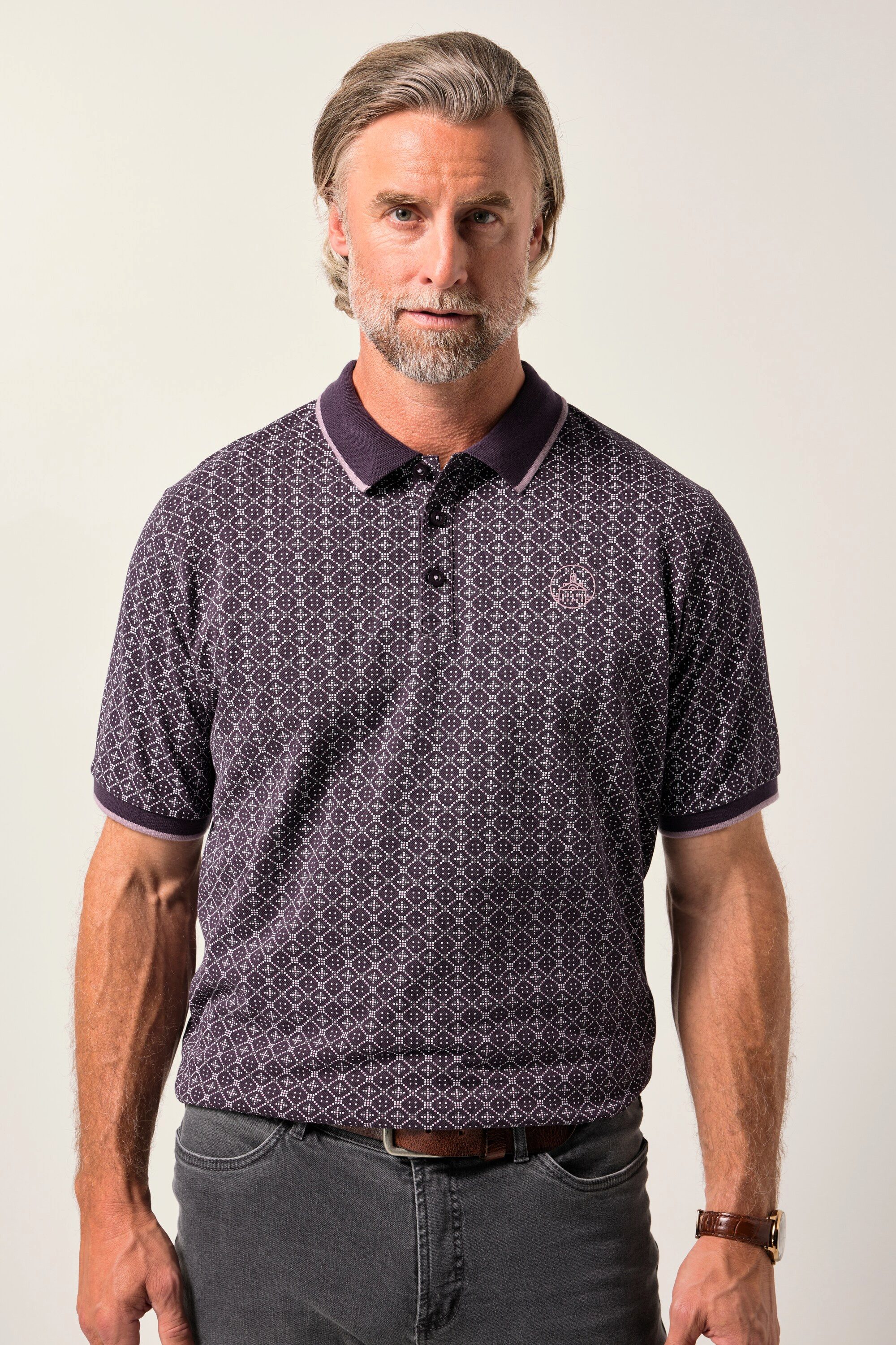 Poloshirt Poloshirt Halbarm Allover-Muster