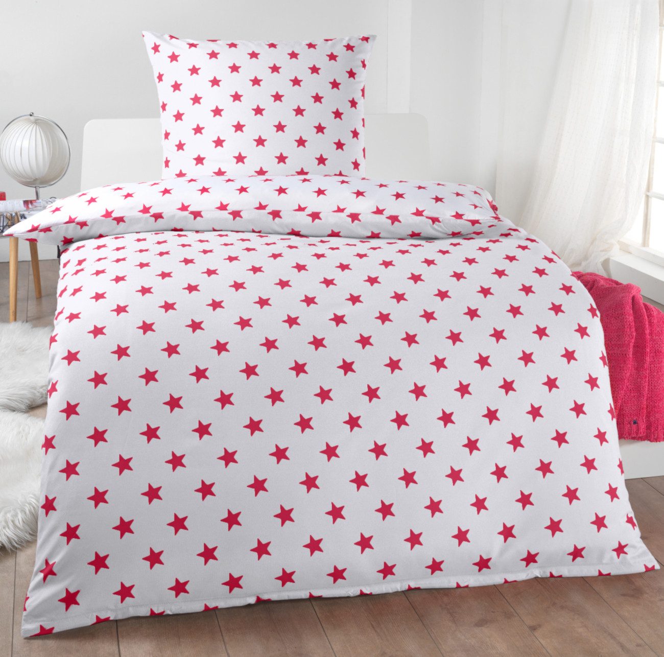 Dreamhome Bettwäsche 135x200 + 80x80 cm atmungsaktiver Bettbezug, Sterne, Für Allergiker geeignet, pflegeleicht, angenehm weicher Stoff