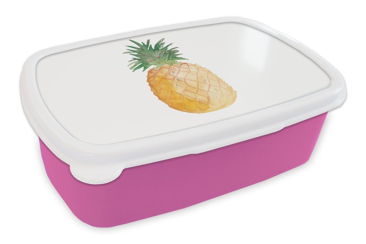 Mädchen, Lunchbox Ananas Brotbox Kunststoff, - Kunststoff Snackbox, für Brotdose Erwachsene, rosa MuchoWow Kinder, Obst Weiß, (2-tlg), -