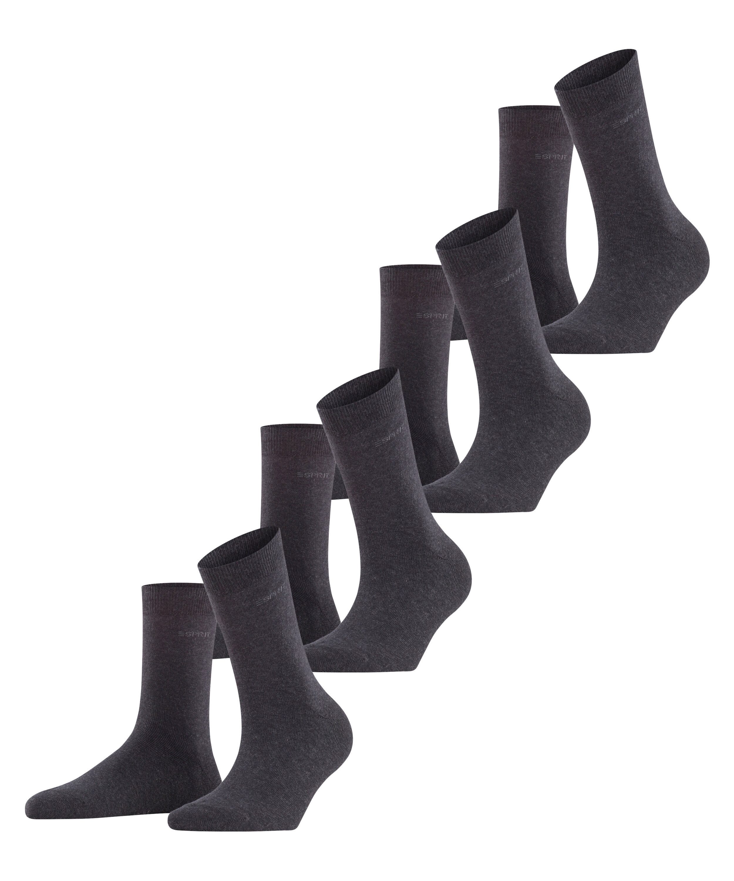 Esprit Socken Solid (4 Paar) Einheitsgröße 36-41, geripptes Bündchen, unifarben, Basic Vorteilspack