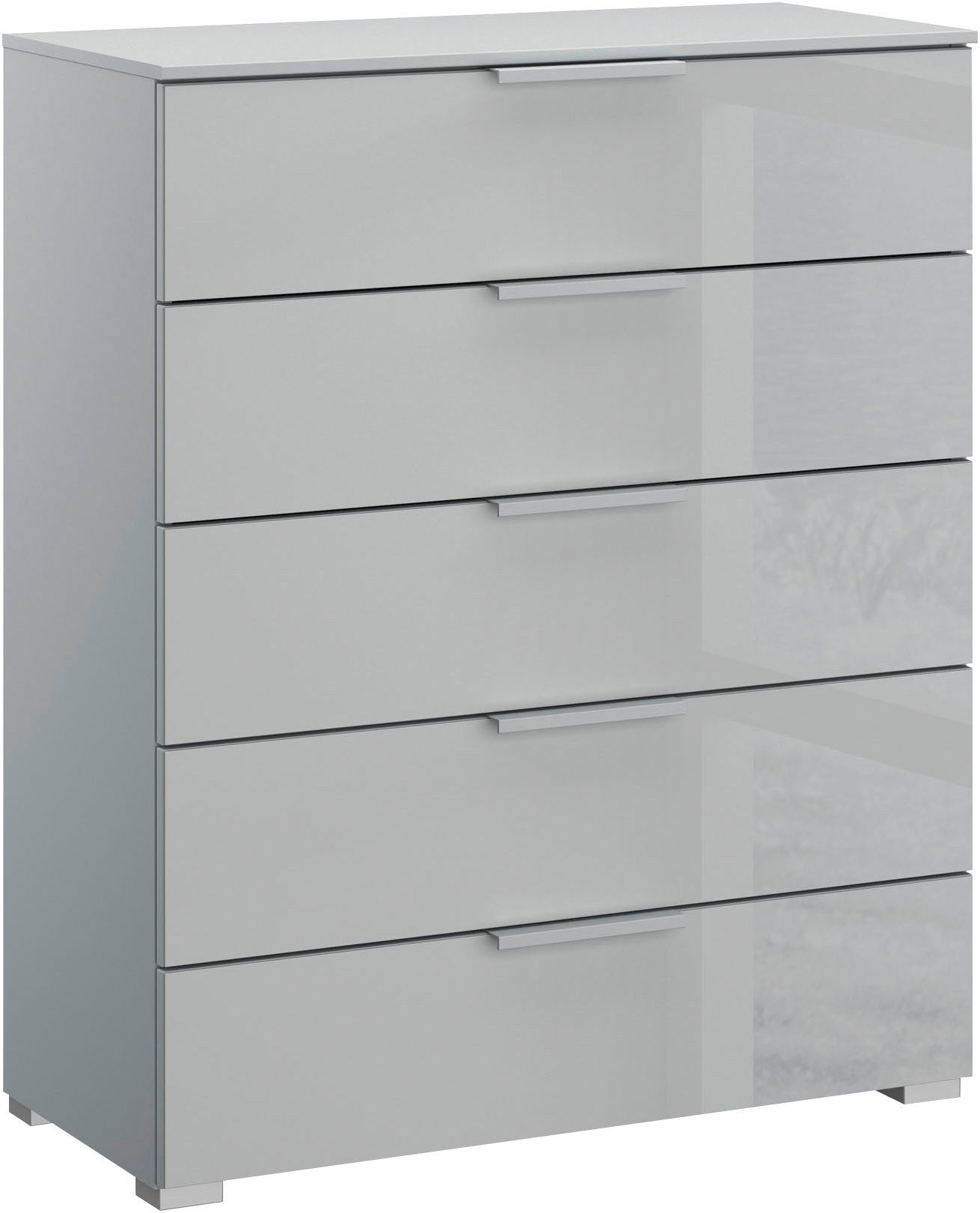 rauch Schubkastenkommode Kommode Sideboard Wäscheschrank Schrank SKAT MERIDIAN (inkl. SOFT-CLOSE-FUNKTION), mit 5 Schubladen mit Glasfront in elegantem Design MADE IN GERMANY