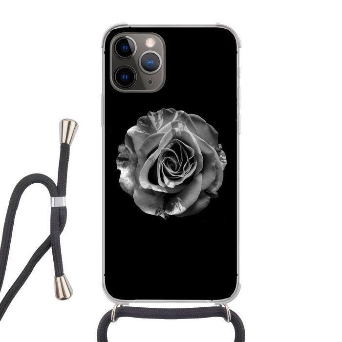 MuchoWow Handyhülle Blumen - Rose - Schwarz - Weiß - Botanisch Handyhülle Telefonhülle Apple iPhone 11 Pro