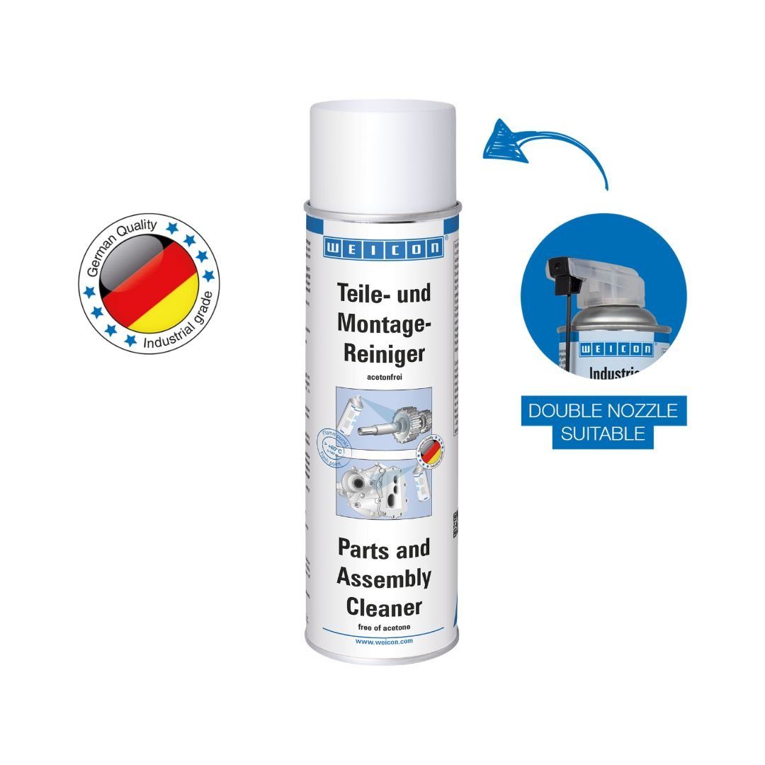WEICON Teile- und Montagereiniger, 500 ml, transparent Reinigungsspray (Dose, [- 1 x 500 ml Spraydose Reiniger mit hohem Flammpunkt)
