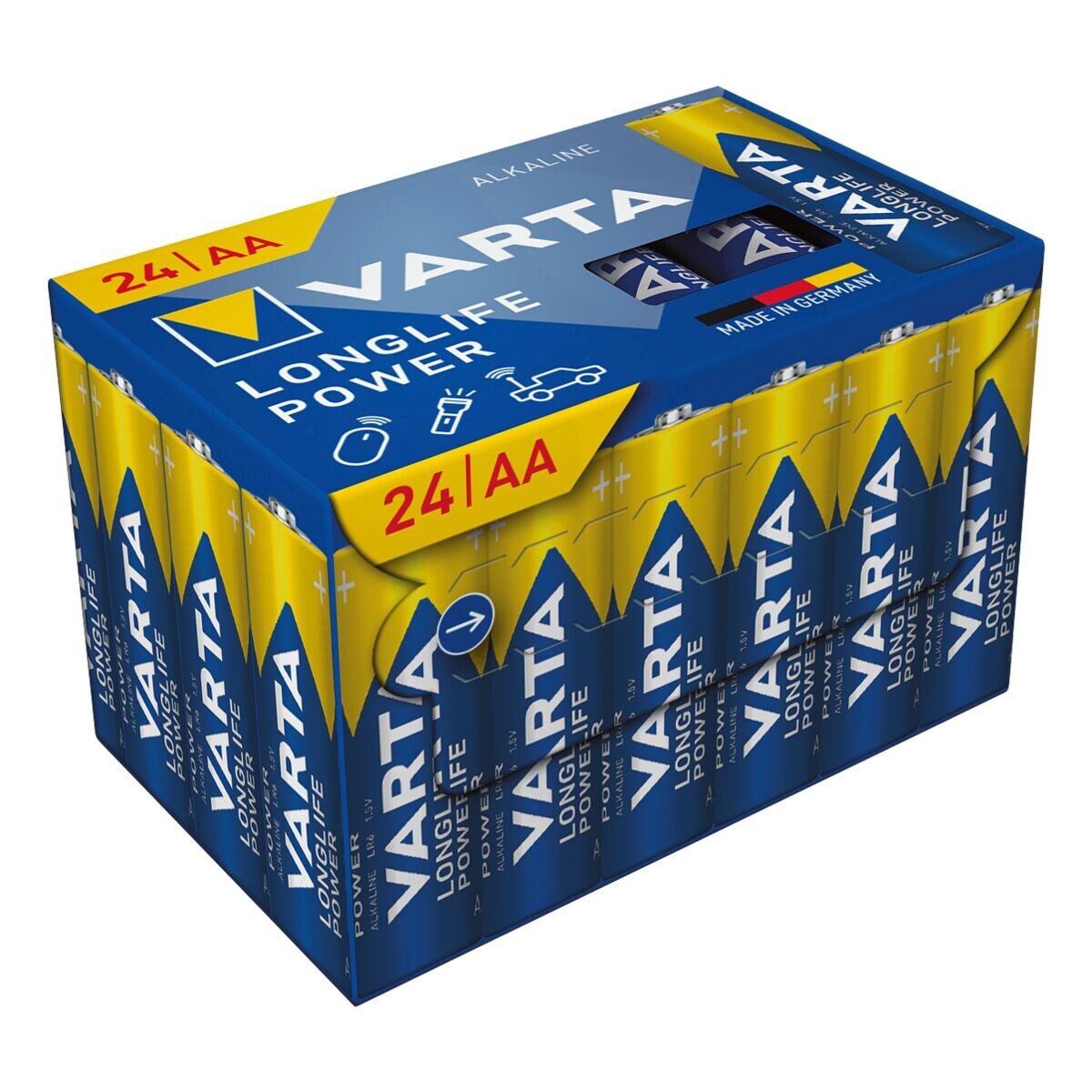 VARTA LONGLIFE Power Batterie, (1.5 V, 24 St), Mignon / AA / LR06, 1,5 V, Alkali-Mangan, mit langer Lebensdauer