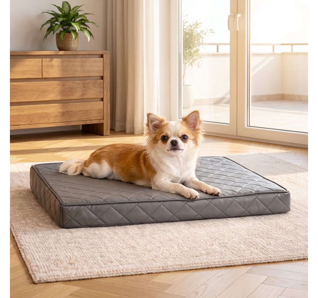 belviona Hundematratze orthopädisch mit abnehmbarem Bezug, Hundematte 60x40 cm, grau, Memory-Foam Hundematte druckentlastend, pflegeleicht & rutschfest