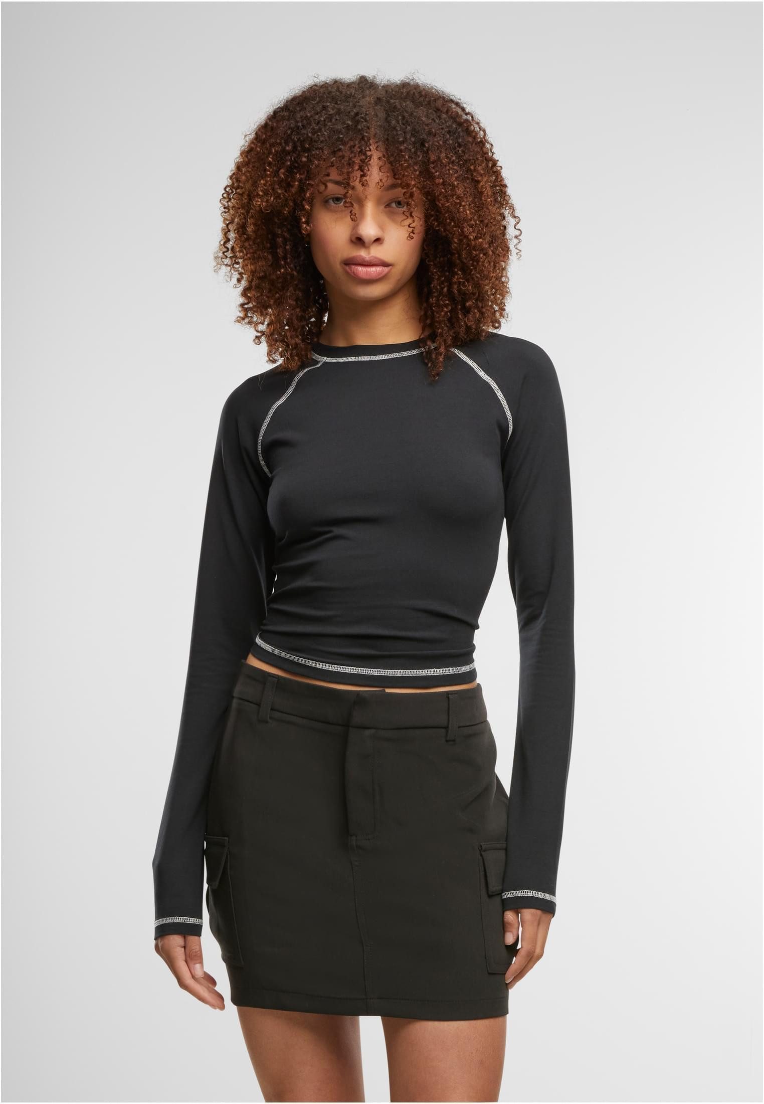 URBAN CLASSICS Longsleeve Damen Contrast Jersey Longsleeve